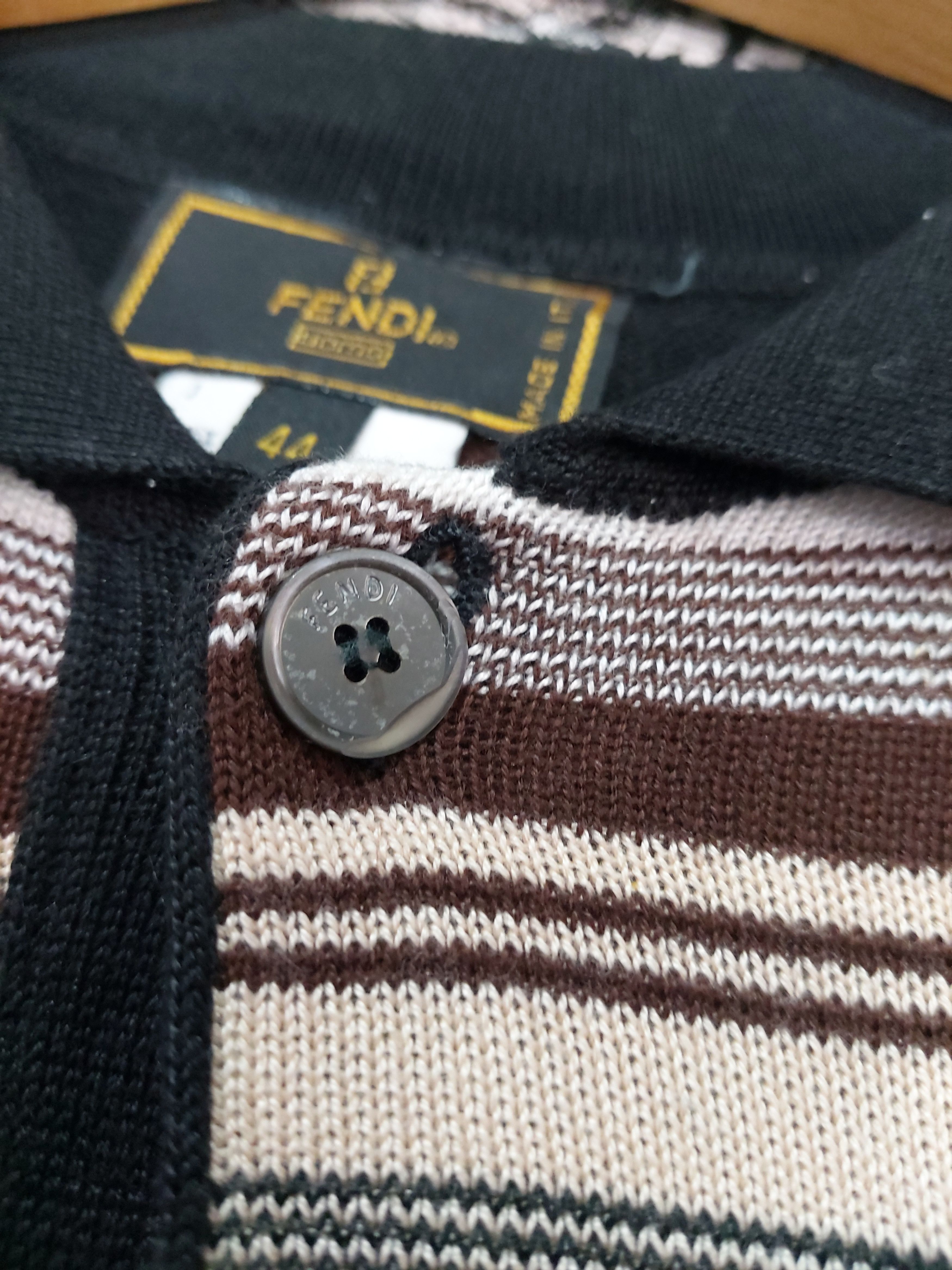 Fendi 00'S FENDI UOMO STRIPE KNIT POLO SHIRT Size US S / EU 44-46 / 1 - 3 Thumbnail