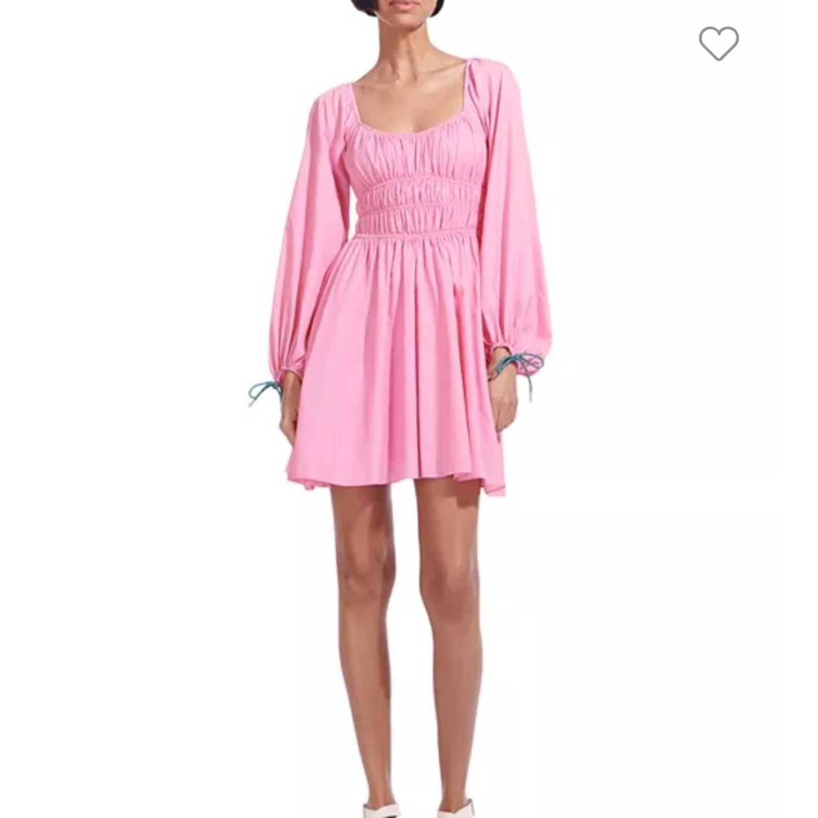 Staud STAUD Bow Mini Dress - Size Large - Bubblegum Pink Size L / US 10 / IT 46 - 5 Thumbnail