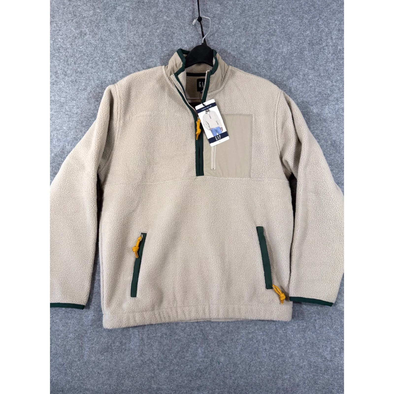 Gap Gap Fleece Jacket Mens S Beige Half-Zip Pullover Stand-Up Neck NWT Size US S / EU 44-46 / 1 - 3 Thumbnail