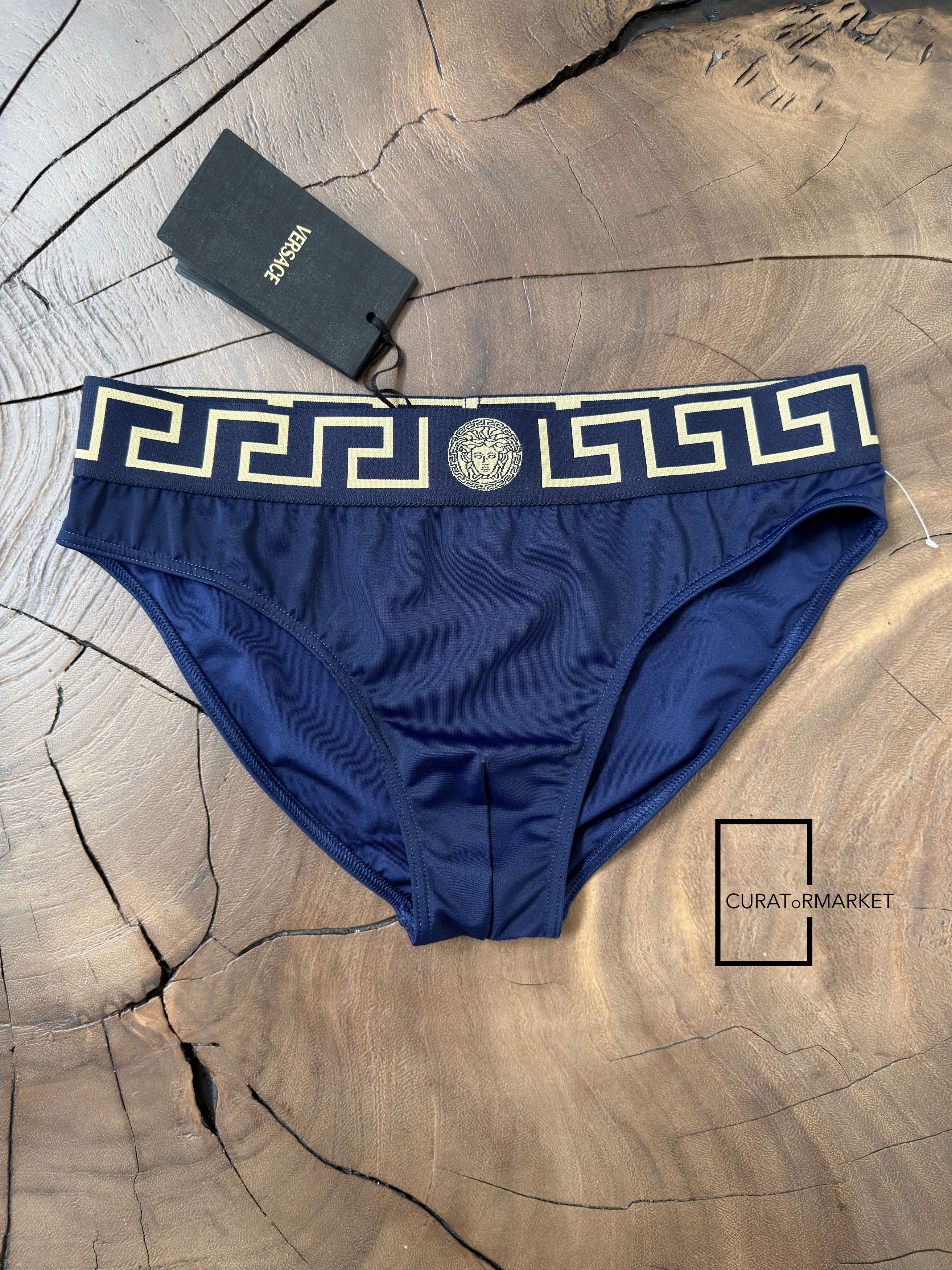 Versace Size 3 Navy Mainline Greca Key Medusa Swim Essential Briefs Size US 30 / EU 46 - 1 Thumbnail