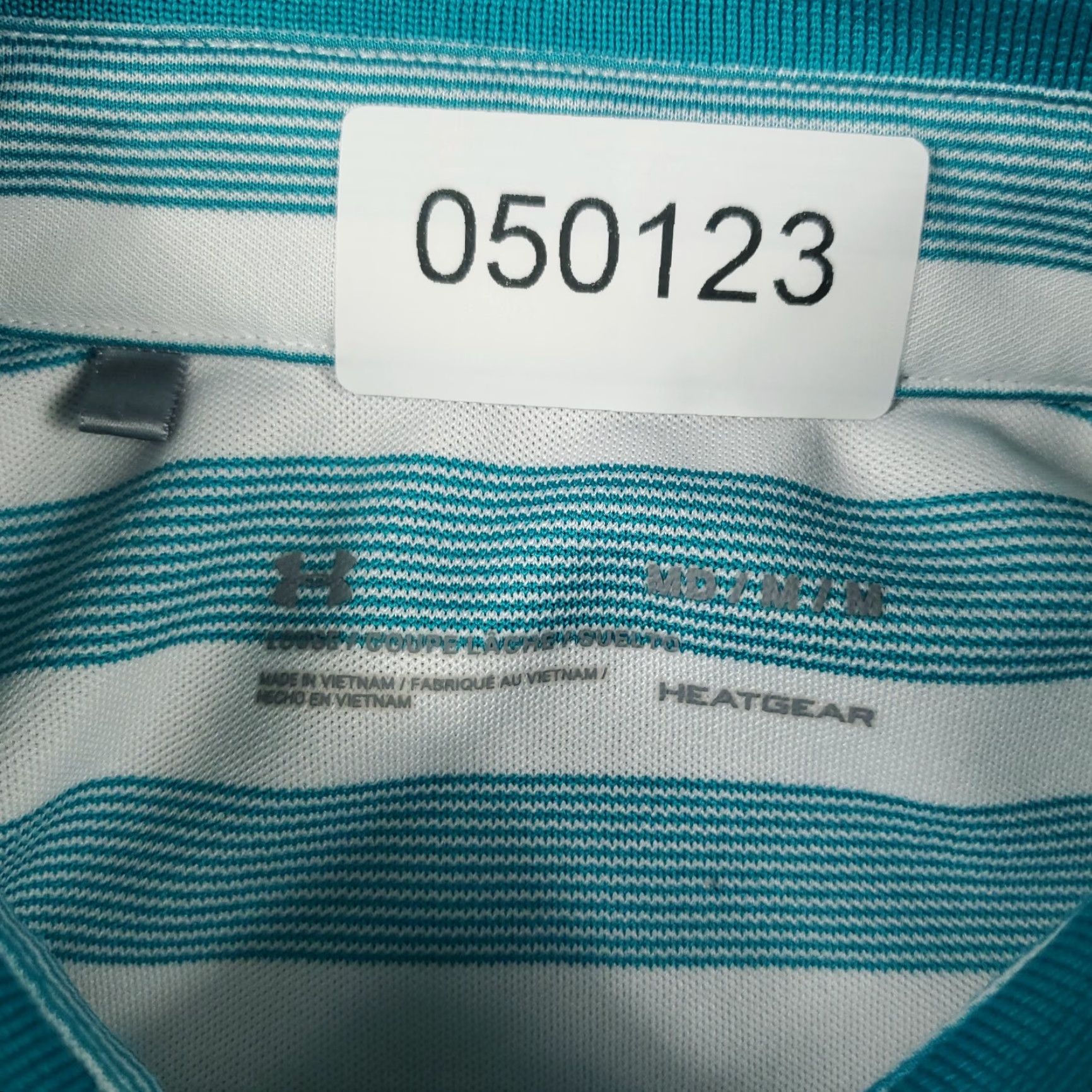 Under Armour Under Armour Polo Shirt Mens M Blue White Striped Short Sleeve Polo Shirt Mens Blue Striped 100% Polyester Regular Casual Sports Logo Front Mens Size US M / EU 48-50 / 2 - 8 Thumbnail