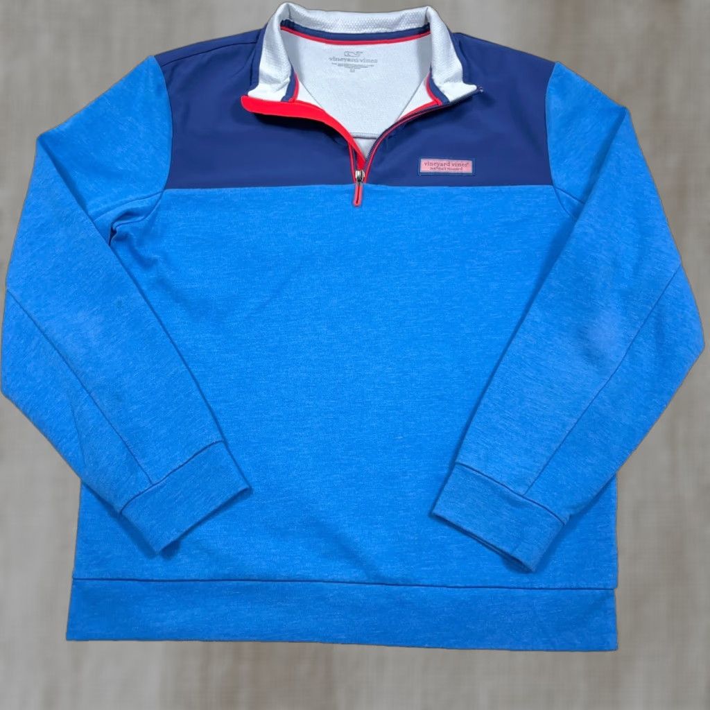 Vineyard Vines VINEYARD VINES Sweater Men M Blue Pullover 1/4 Zip Performance Colorblock Logo Size US M / EU 48-50 / 2 - 1 Thumbnail