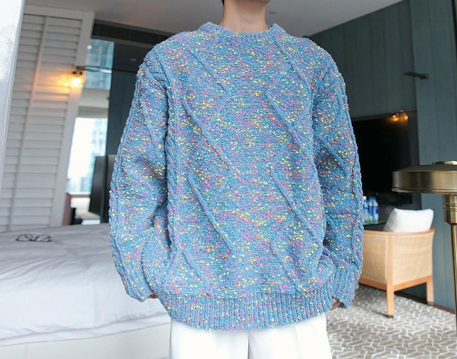 Other Colorful Dot Blue Knit Sweater Size US XL / EU 56 / 4 - 1 Thumbnail