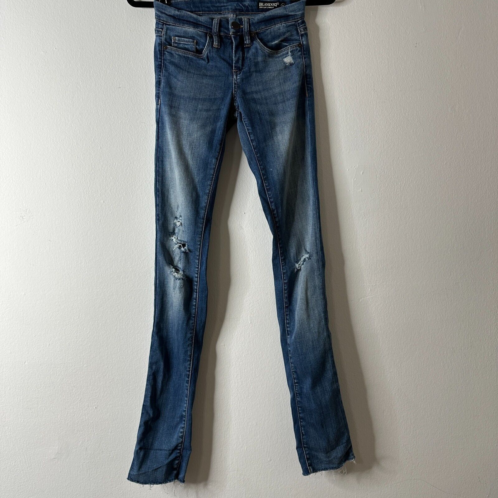 Other Blank NYC High Cuff Straight Distressed Jeans Low Rise 24 Size 24" / US 00 / IT 34 - 1 Thumbnail