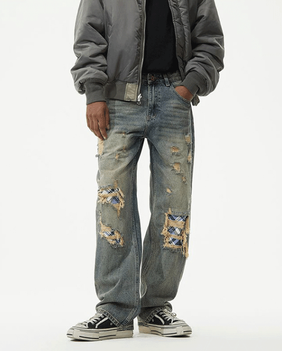 Japanese Brand × Jean American street trend hiphop casual straight ripped jeans Size US 32 / EU 48 - 1 Thumbnail