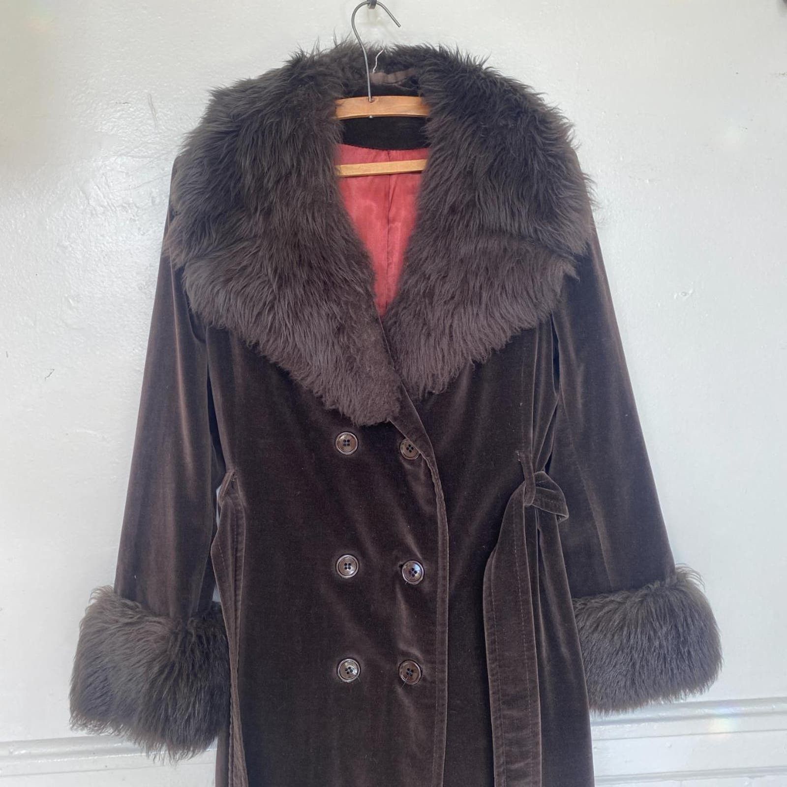 image of Perfect Vintage 1970S Brown Velvet Penny Lane Coat, Women's (Size Small)