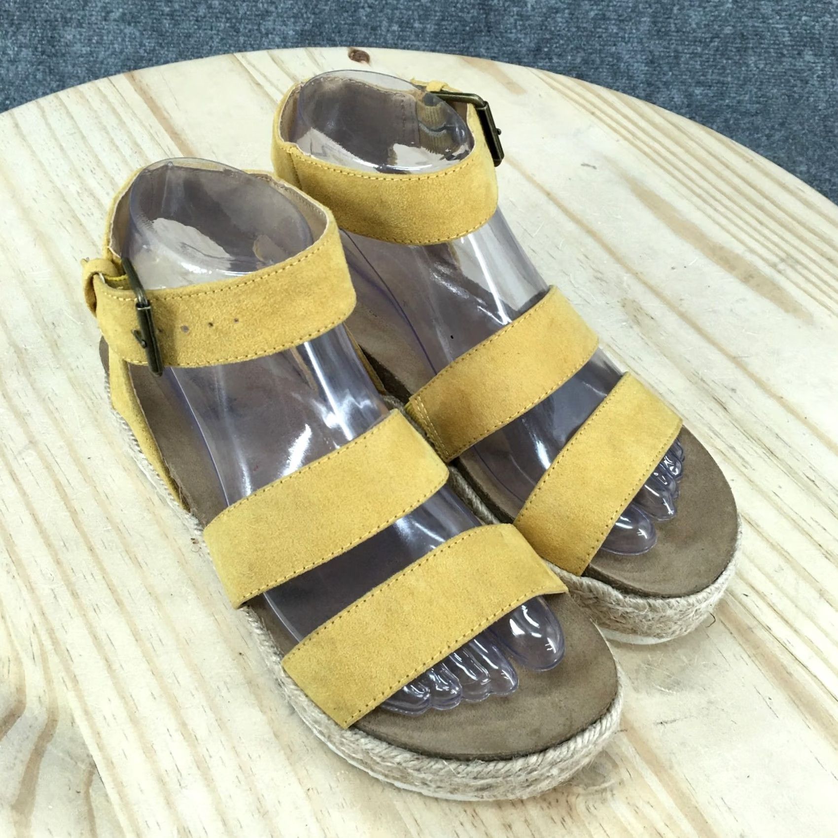 Vintage Universal Thread Sandal Agnes Quarter Strap Espadrille Yellow Wedge Womens 6.5 Size US 7 / IT 37 - 3 Thumbnail