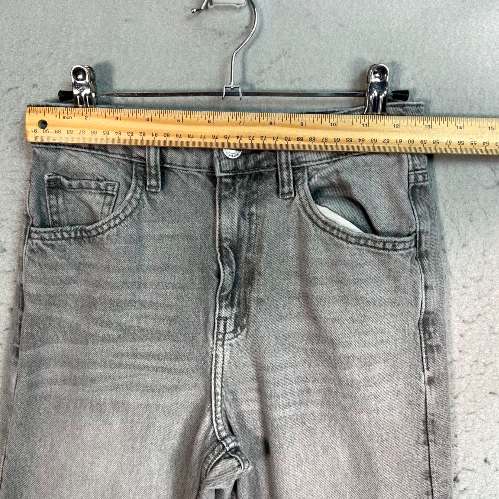 Mango Mango Jeans 2 Gray High-Waisted Straight-Leg Frayed Hem Womens Size 2 Denim Cotton Blend 5-Pocket Design Inseam 32 in Rise High Vintage No Mens Womens Size 26" / US 2 / IT 38 - 4 Thumbnail