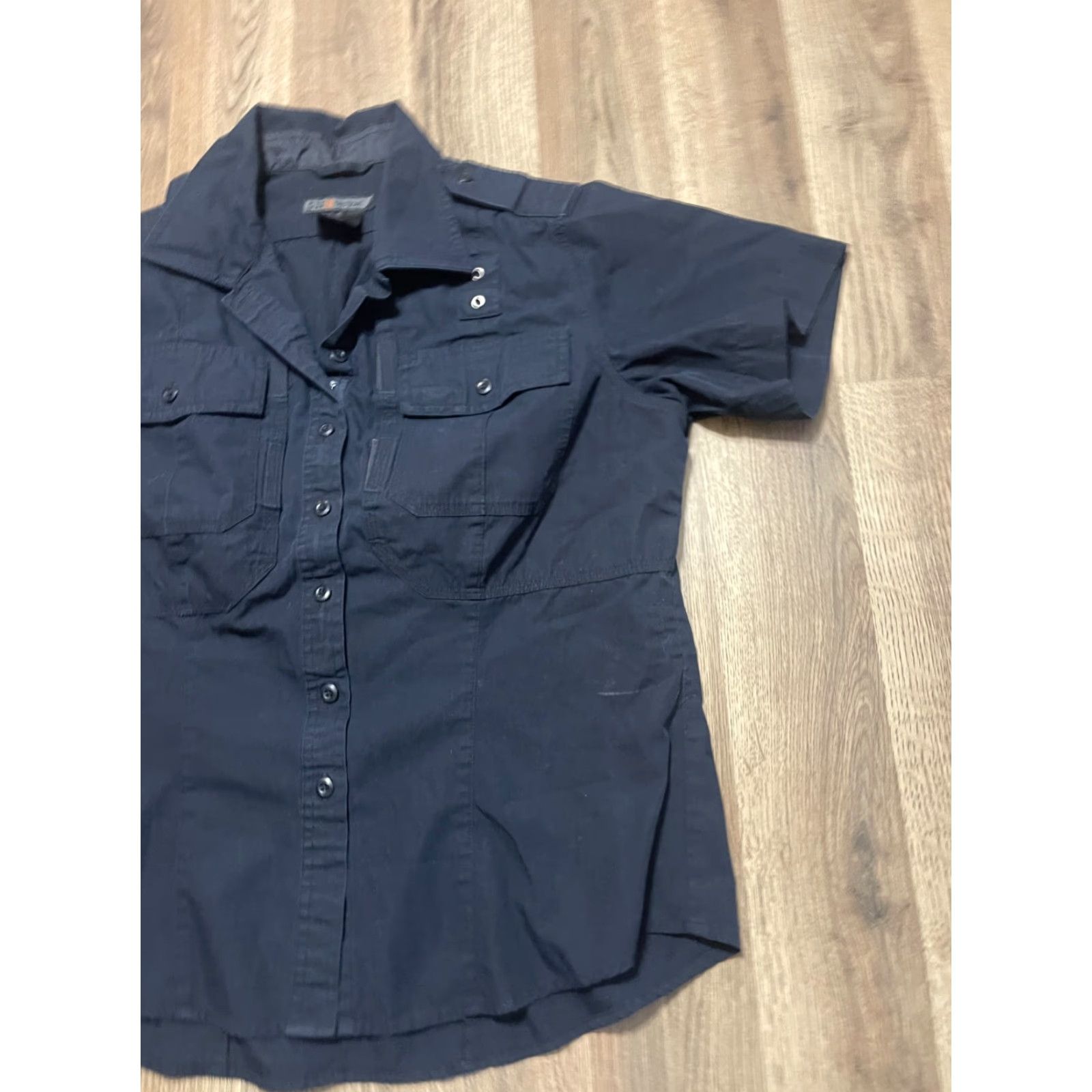 Vintage 5.11 Tactical Shirt Women Medium Black Short Sleeve Button Up Shirt Size M / US 6-8 / IT 42-44 - 4 Thumbnail