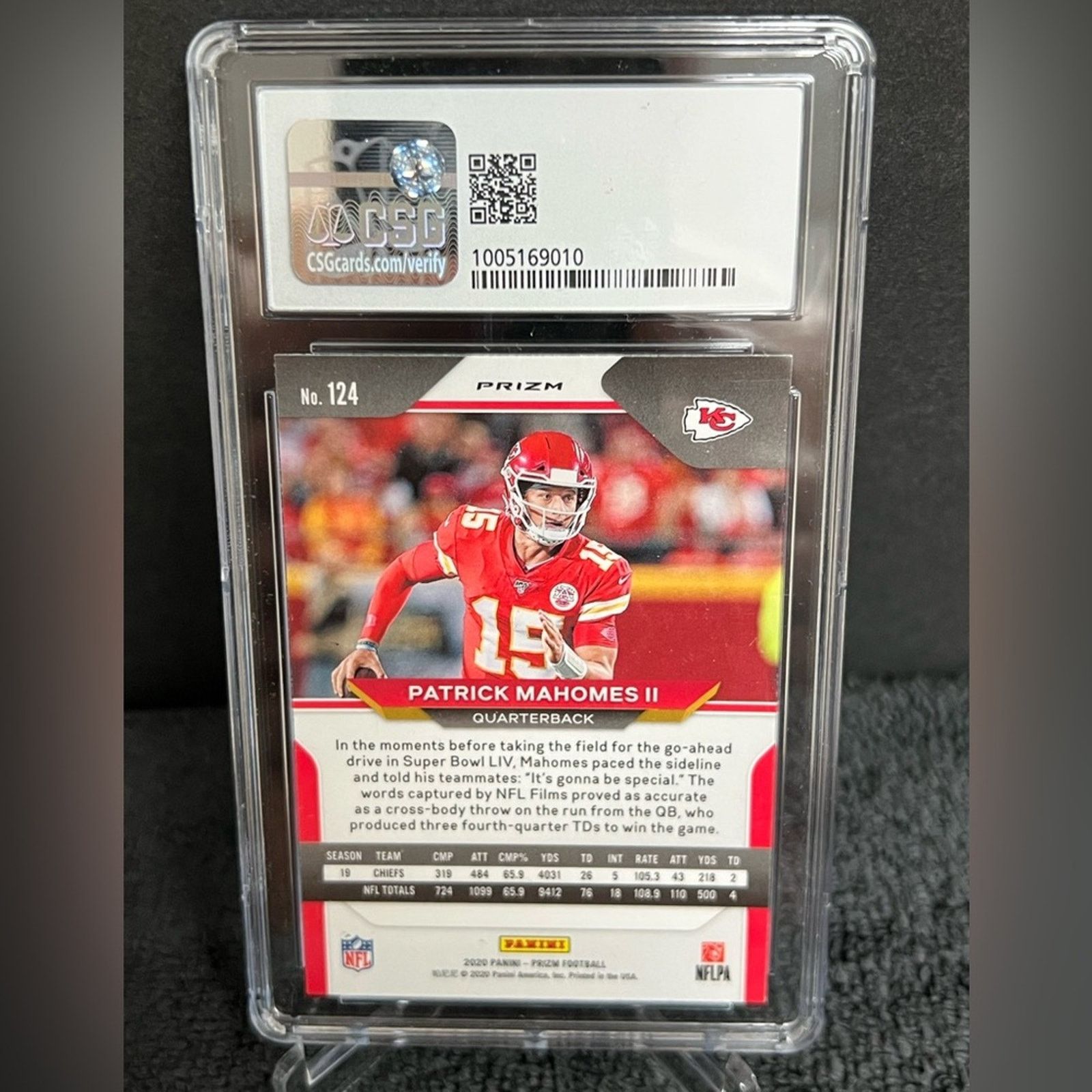 NFL Patrick Mahomes 2020 Panini Prizm Silver #124 Kansas CSG 9 Size ONE SIZE - 2 Thumbnail
