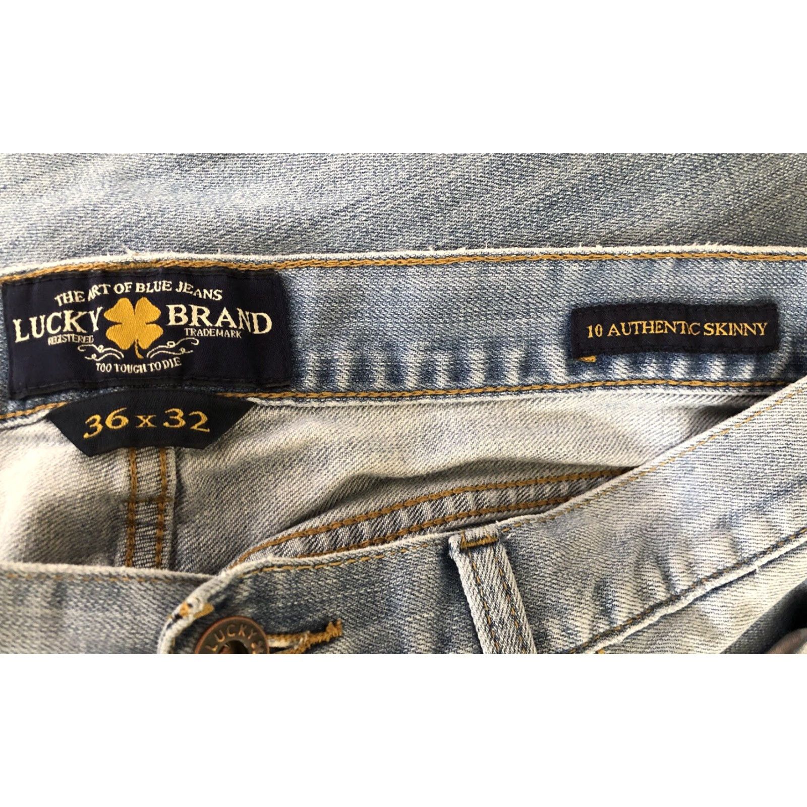 Lucky Brand VINTAGE Lucky Brand Distressed Blue Jeans 36X32 Denim 10 Authentic Skinny Y2K Mens Size US 36 / EU 52 - 3 Thumbnail