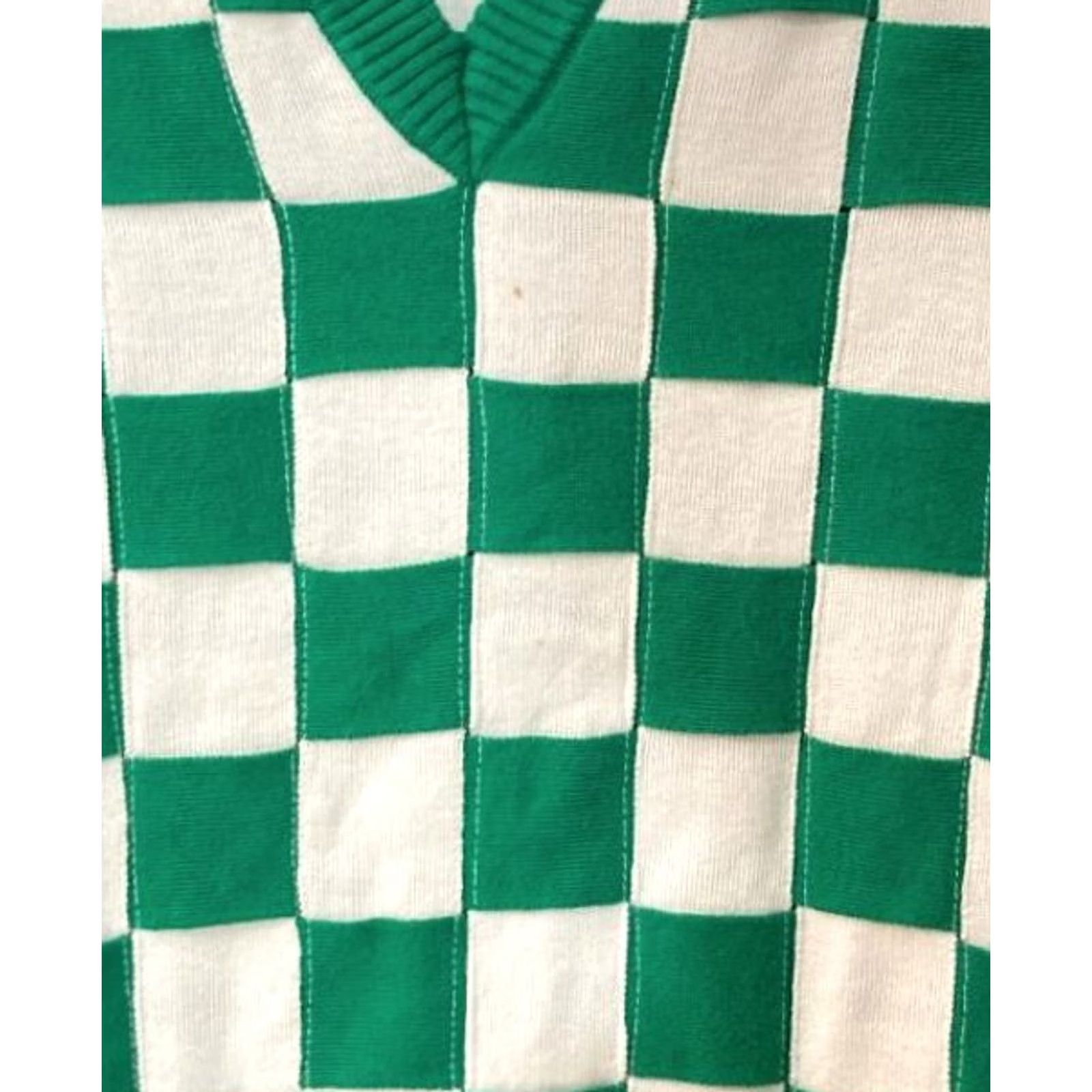 Issey Miyake ISSEY MIYAKE KNIT SWEATER M GREEN CHECKERBOARD V-NECK LONG SLEEVE USED MEN Size US M / EU 48-50 / 2 - 2 Thumbnail