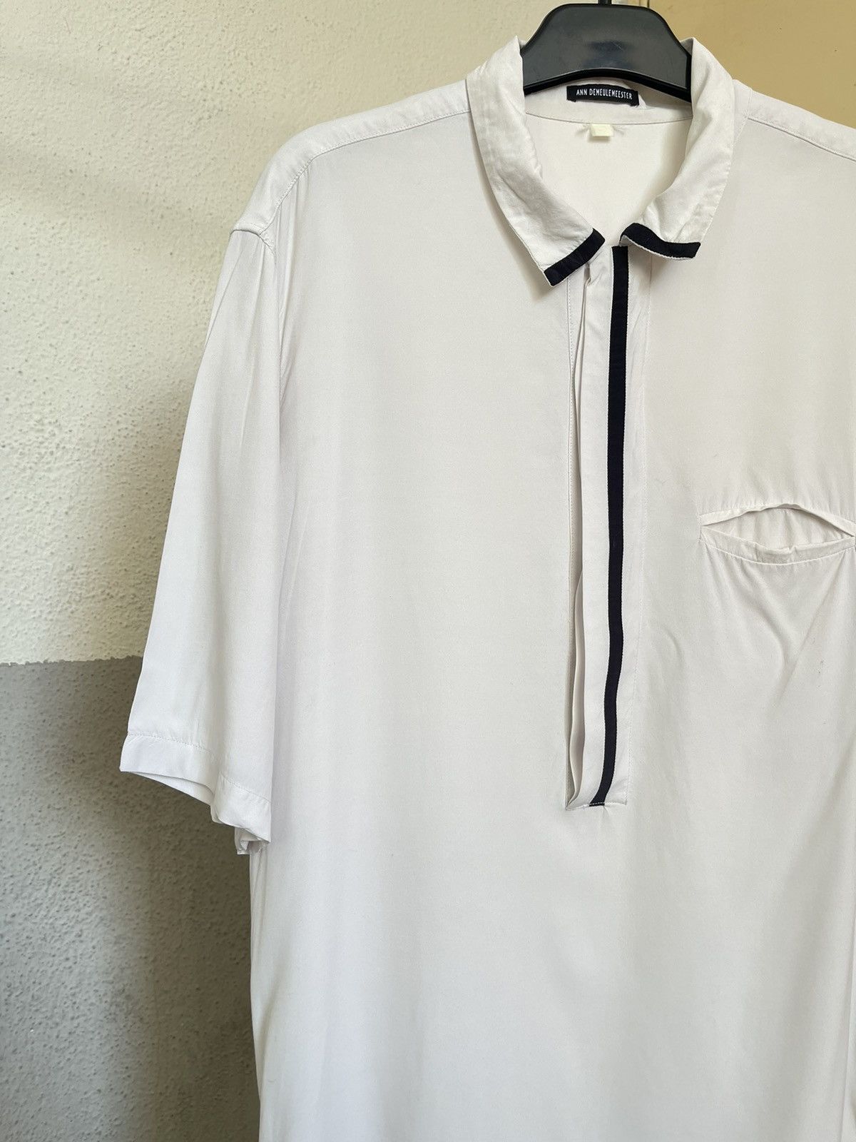 Ann Demeulemeester Ann Demeulemeester White Rayon Pocket Button Shirt Mainline Size US M / EU 48-50 / 2 - 3 Thumbnail