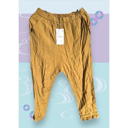 Zara NWT ZARA Woman Wide Leg High Rise Trousers Cuffed Khaki Size 27" / US 4 / IT 40 - 2 Thumbnail