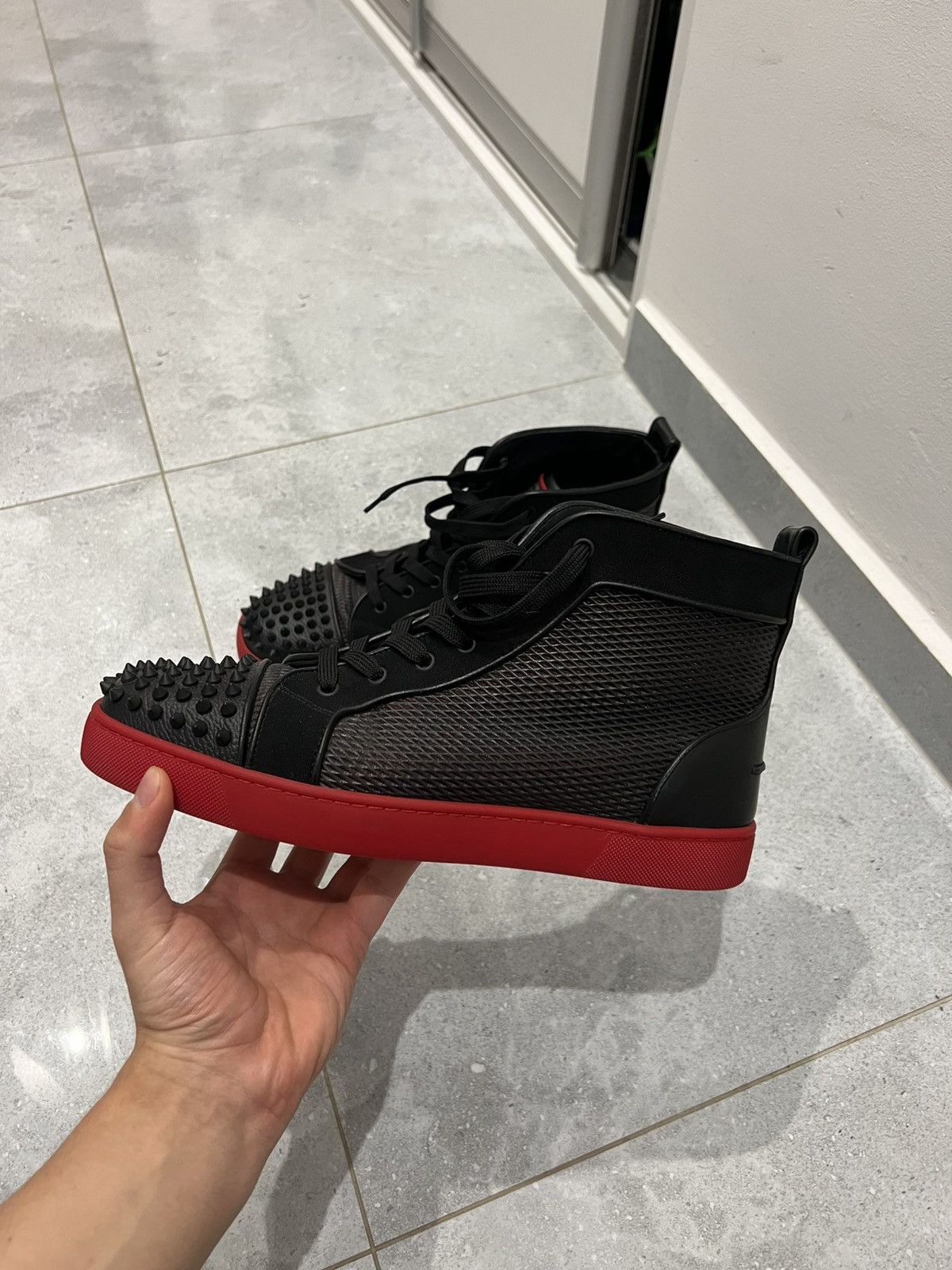 Christian Louboutin Orlato Black Red Spikes