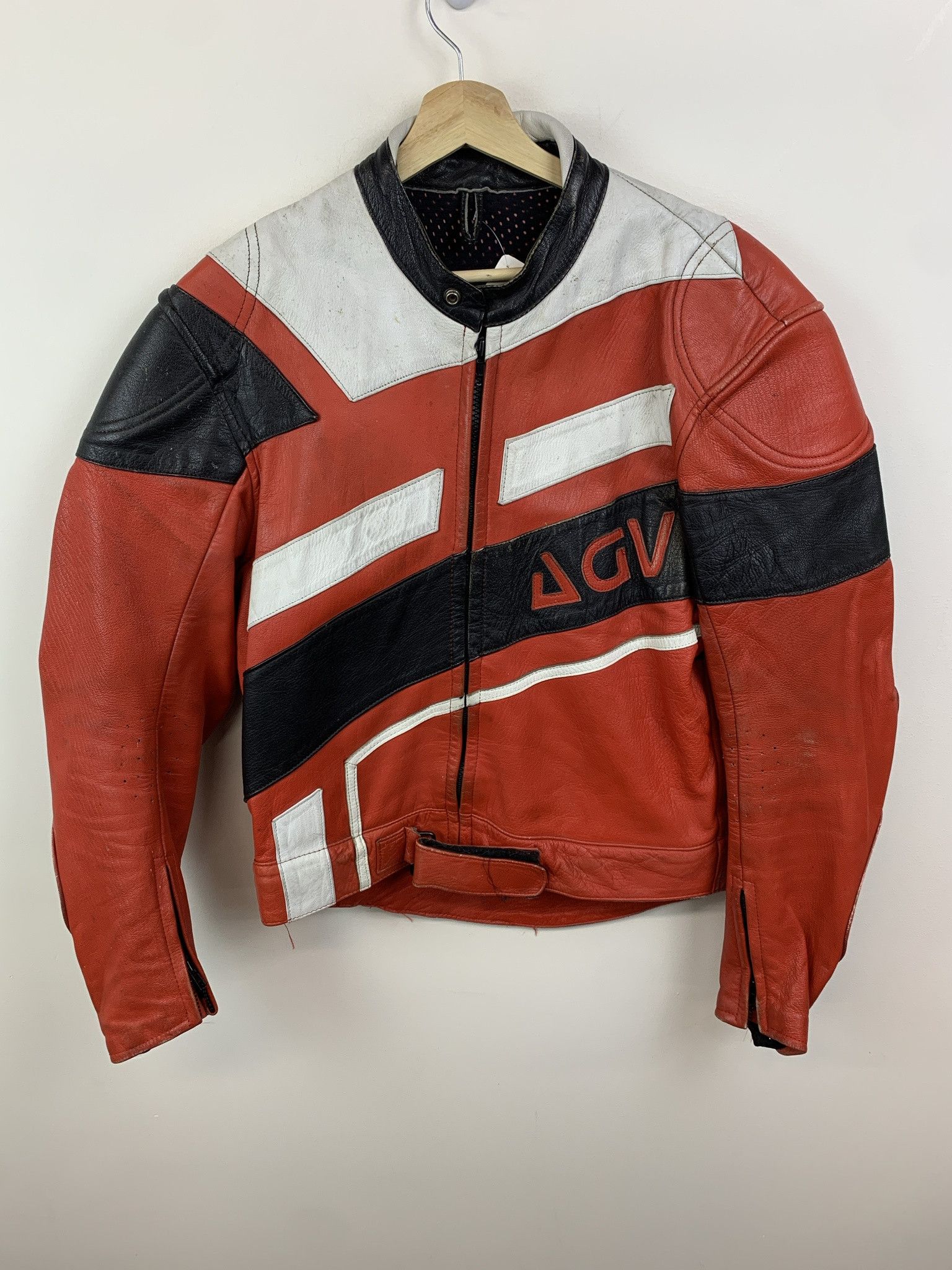 Vintage AGV Leather Colorblock Motorcycle Jacket Size M (XXXL)
