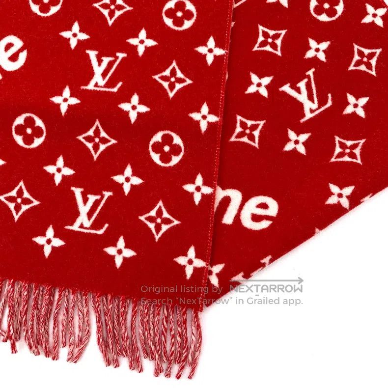 Louis Vuitton Louis Vuitton Supreme co-branded red logo floral print woo Size ONE SIZE - 5 Thumbnail