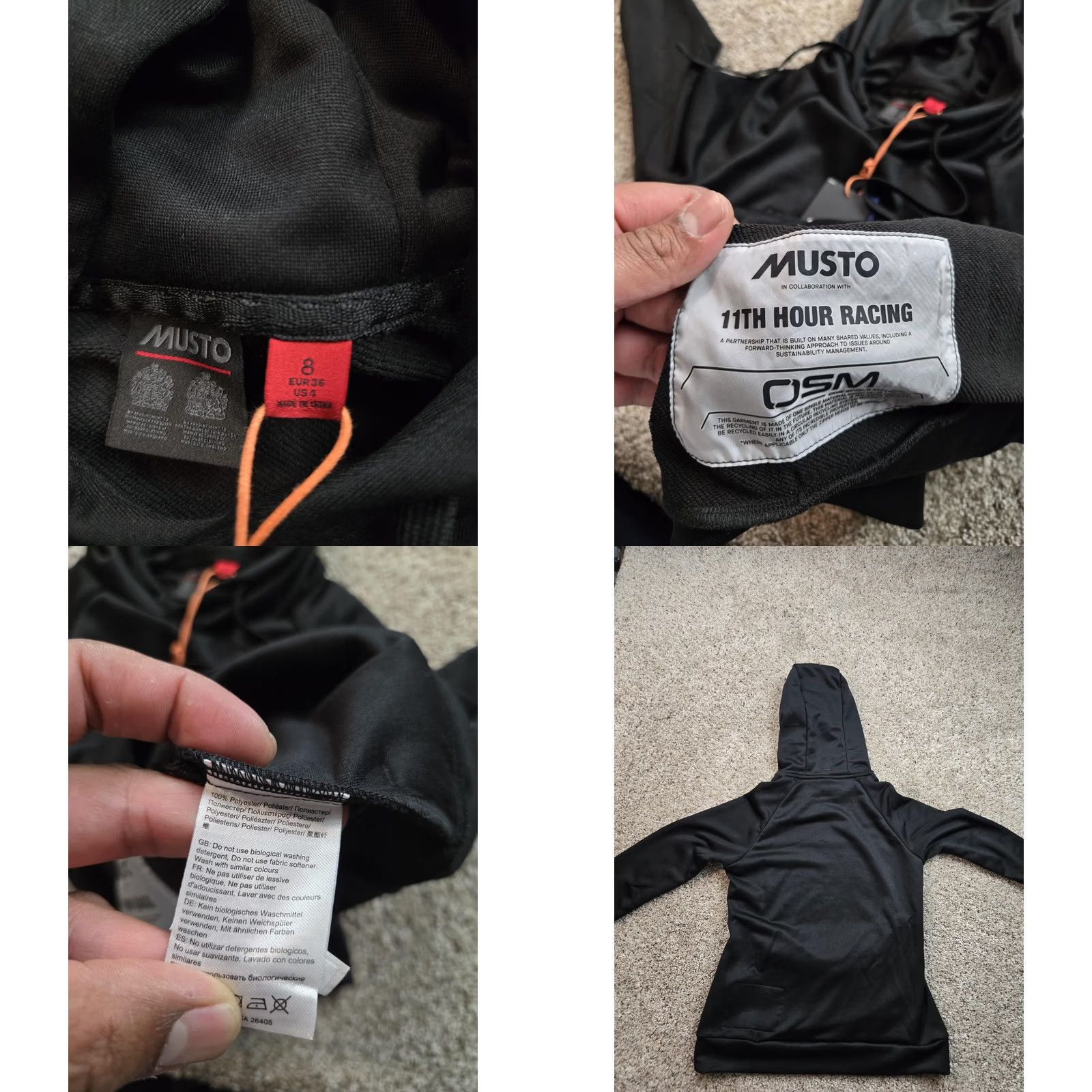 Musto MUSTO Evolution Tech Hoodie Womens 4 Black NWT Pulse Raglan Sleeve Logo Pocket Crew Neck Pullover Sweatshirt All Seasons Lightweight Activewear Fall Size S / US 4 / IT 40 - 8 Thumbnail