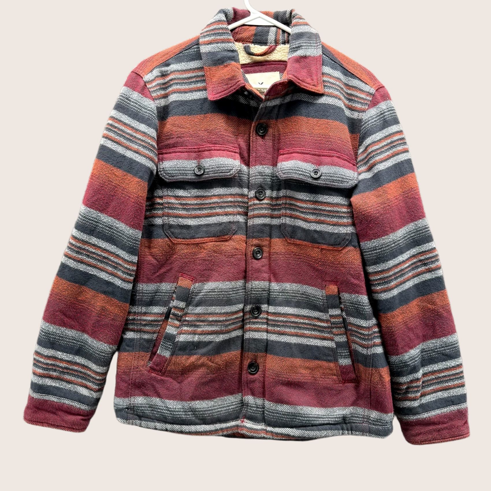 American Eagle Outfitters VINTAGE American Eagle Outfitters Shirt Jacket Men L Red Plaid Flannel Sherpa Lined Warm долг Size US L / EU 52-54 / 3 - 1 Thumbnail
