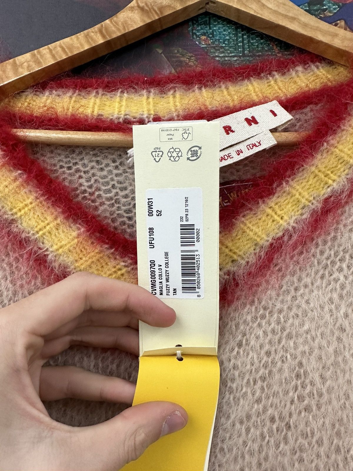 Marni Marni Mohair Crewneck Sweatshirt Cream Red Size US L / EU 52-54 / 3 - 4 Thumbnail