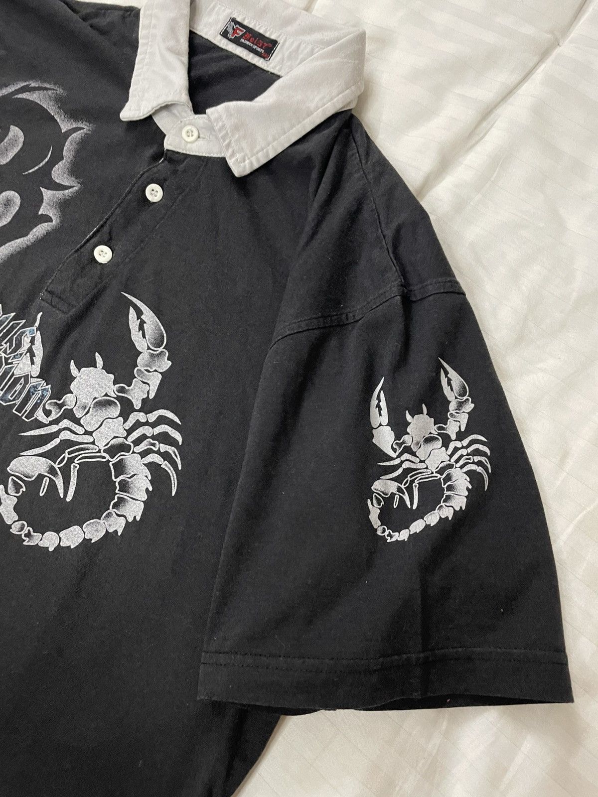 If Six Was Nine Vintage Rare Alt Tribal Poisonous Scorpion Polo T-shirt Size US XL / EU 56 / 4 - 4 Thumbnail