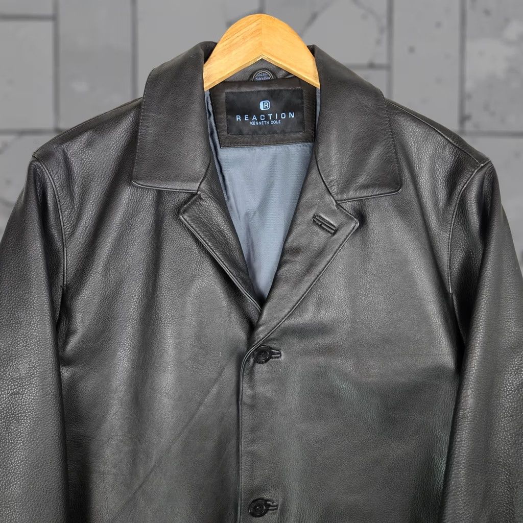 Kenneth Cole Kenneth Cole Reaction Men's Leather Jacket Medium Notch Lapel Button Front Insulated Black Coat/Jacket Size US M / EU 48-50 / 2 - 1 Thumbnail
