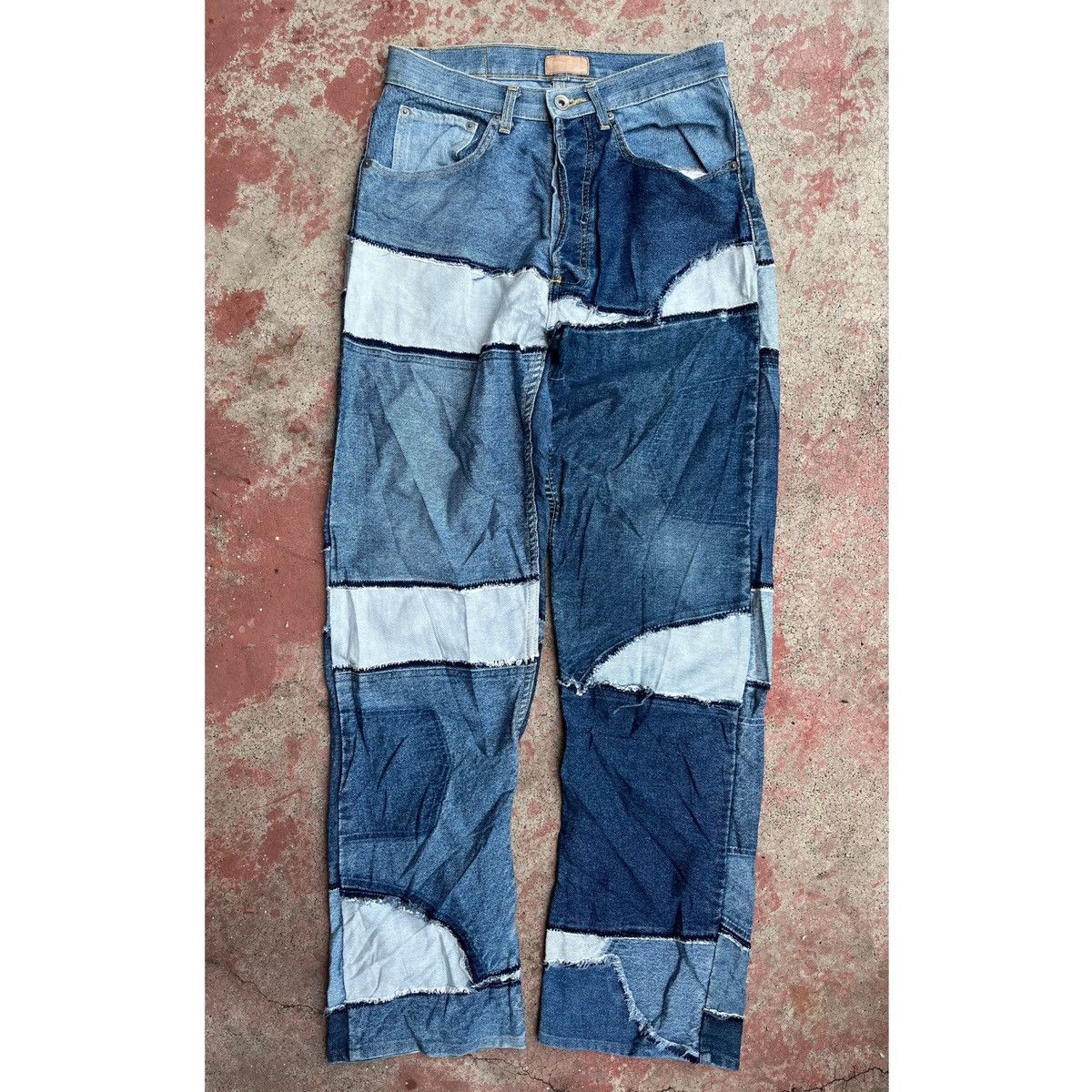 Designer × Japanese Brand RARE!! PUNAH Designer Patchwork Denim Pants Size US 29 - 1 Thumbnail