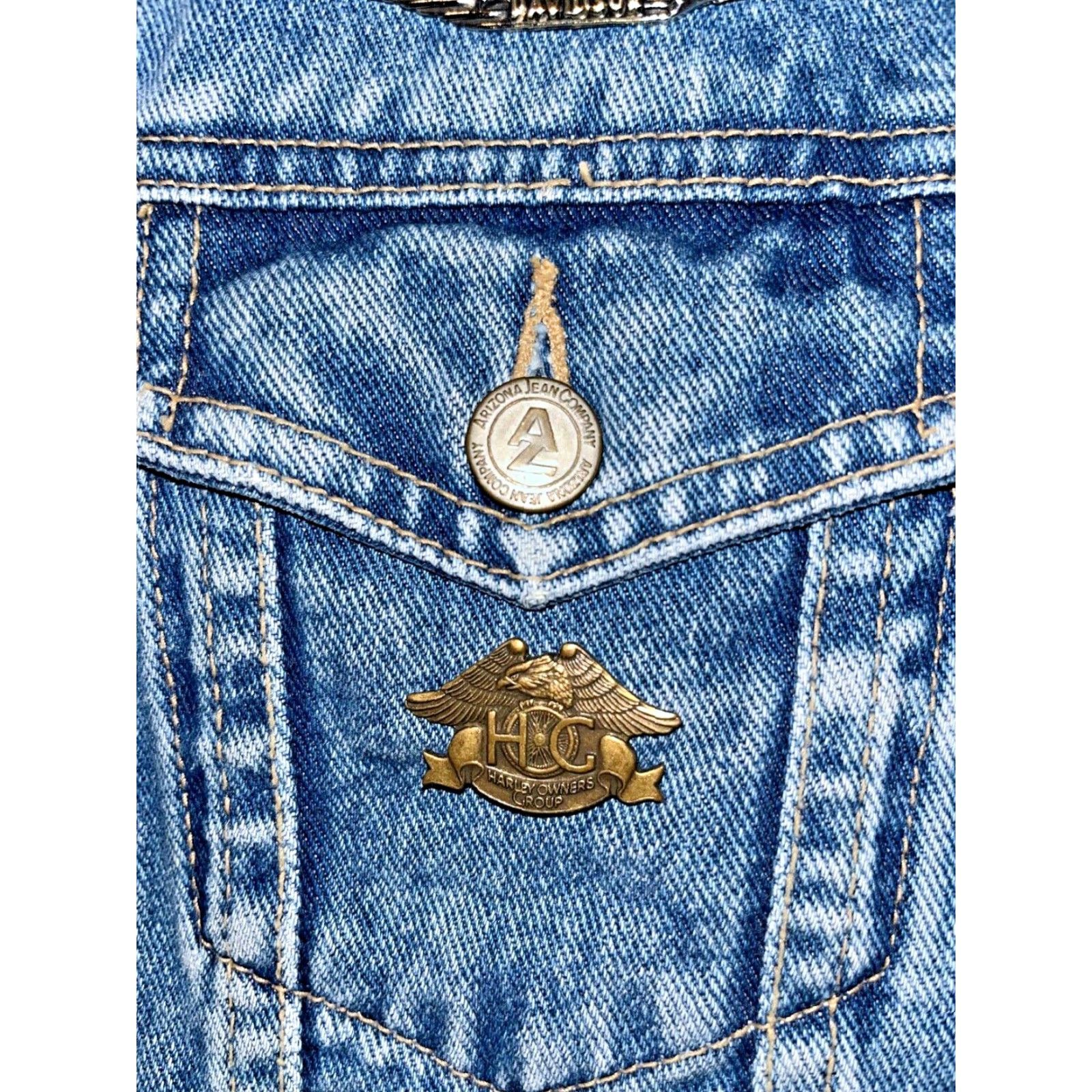 Vintage VINTAGE Arizona Harley Davidson Patches Denim Jean Motorcycle Jacket Sz. S Size 28" / US 6 / IT 42 - 5 Thumbnail