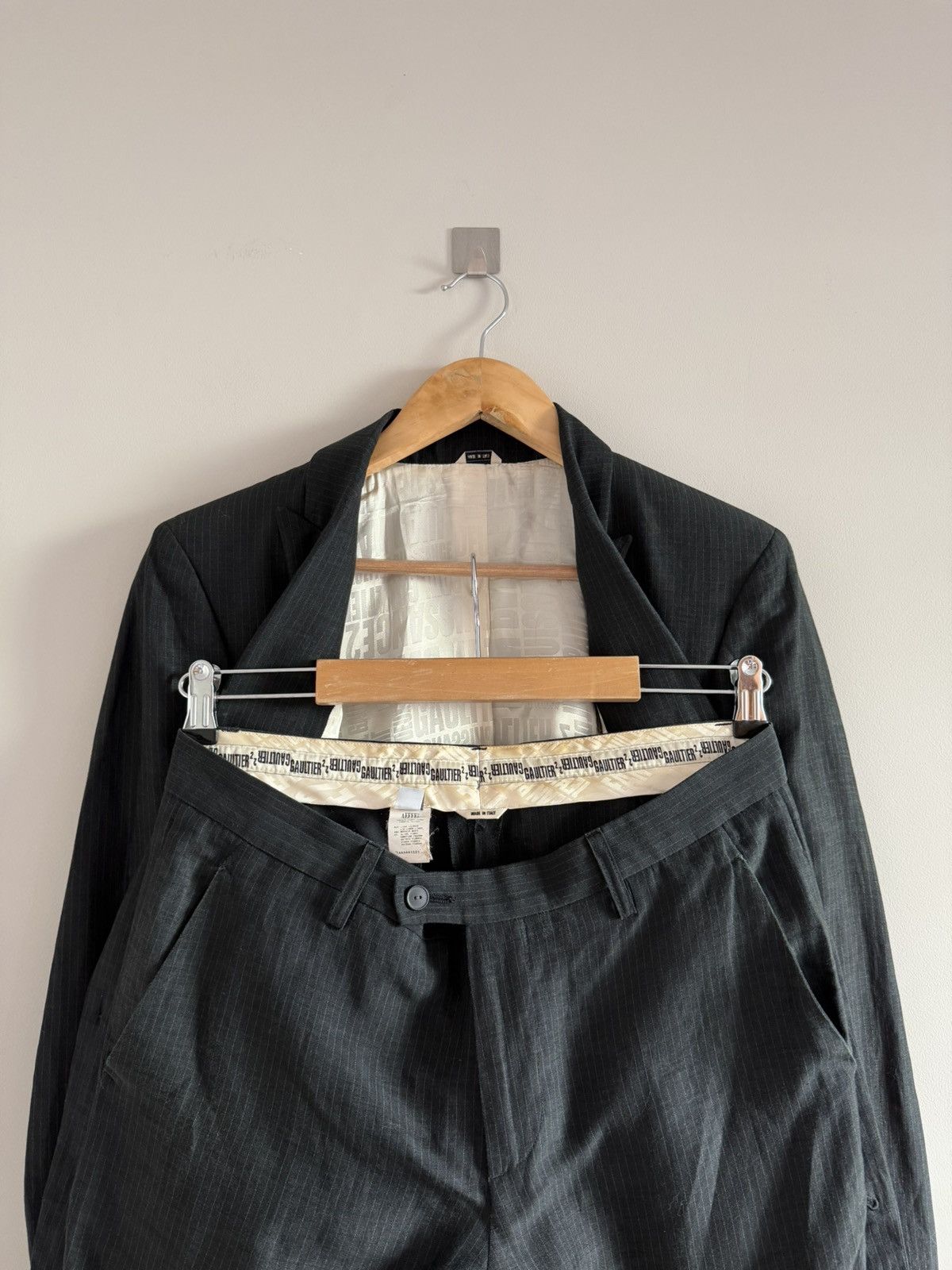 Jean Paul Gaultier Jean Paul Gaultier Pinstripe Suit Set Blazer Pants Size 48R - 2 Thumbnail