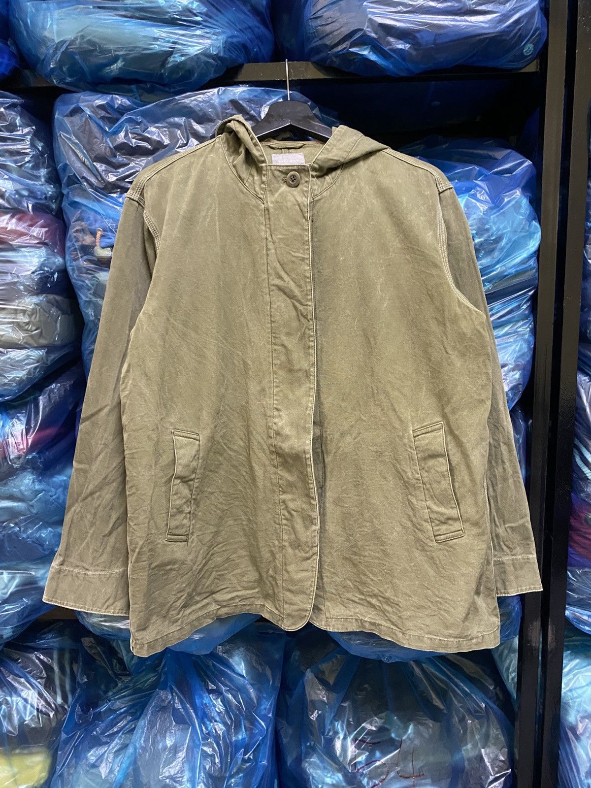 Other Powder Olive Green Hooded Canvas Jacket - Japanese Workwear Size US M / EU 48-50 / 2 - 1 Thumbnail