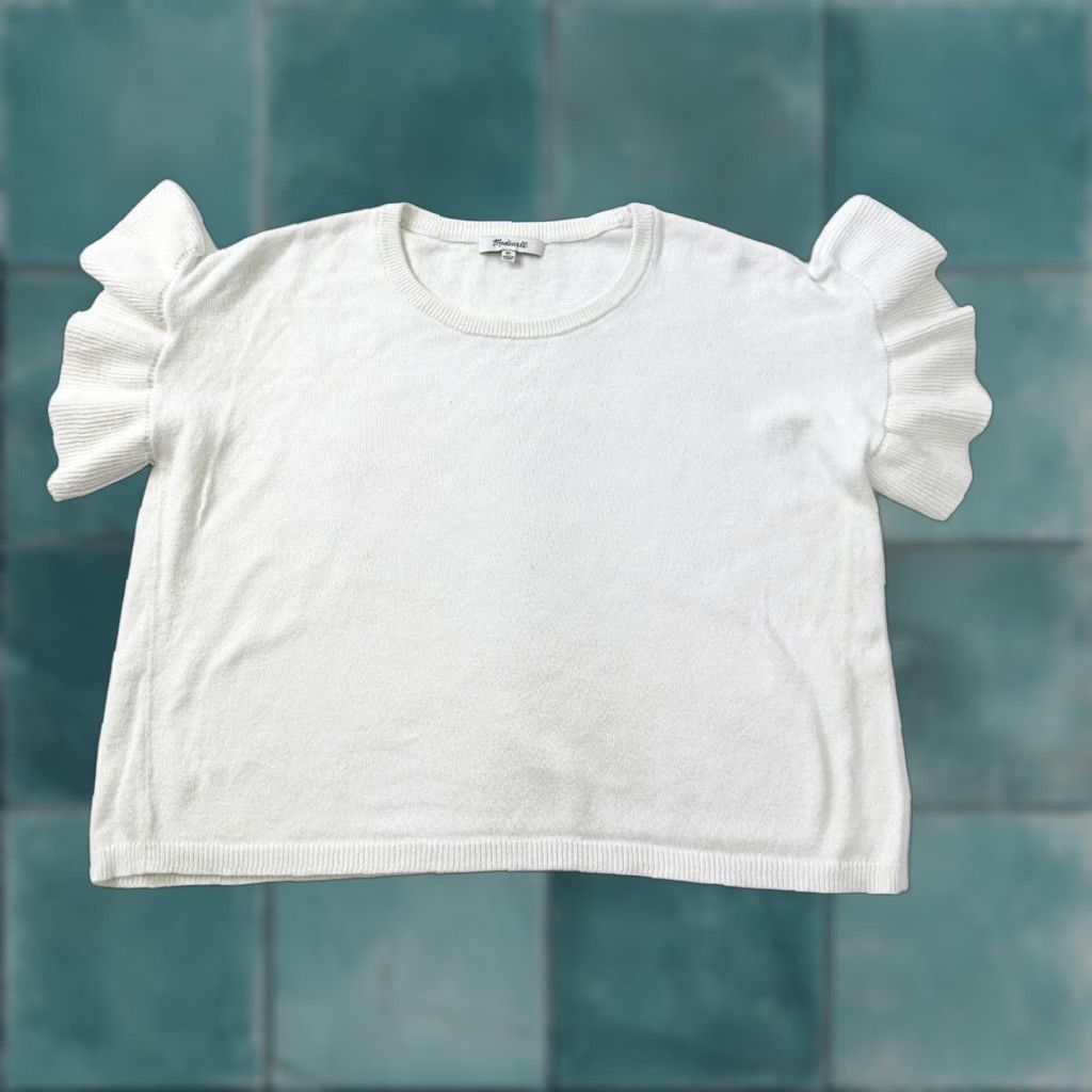 Madewell Madewell Shirt Women’s XS White Puff Sleeve Ruffle T-Shirt Casual Size XS / US 0-2 / IT 36-38 - 1 Thumbnail