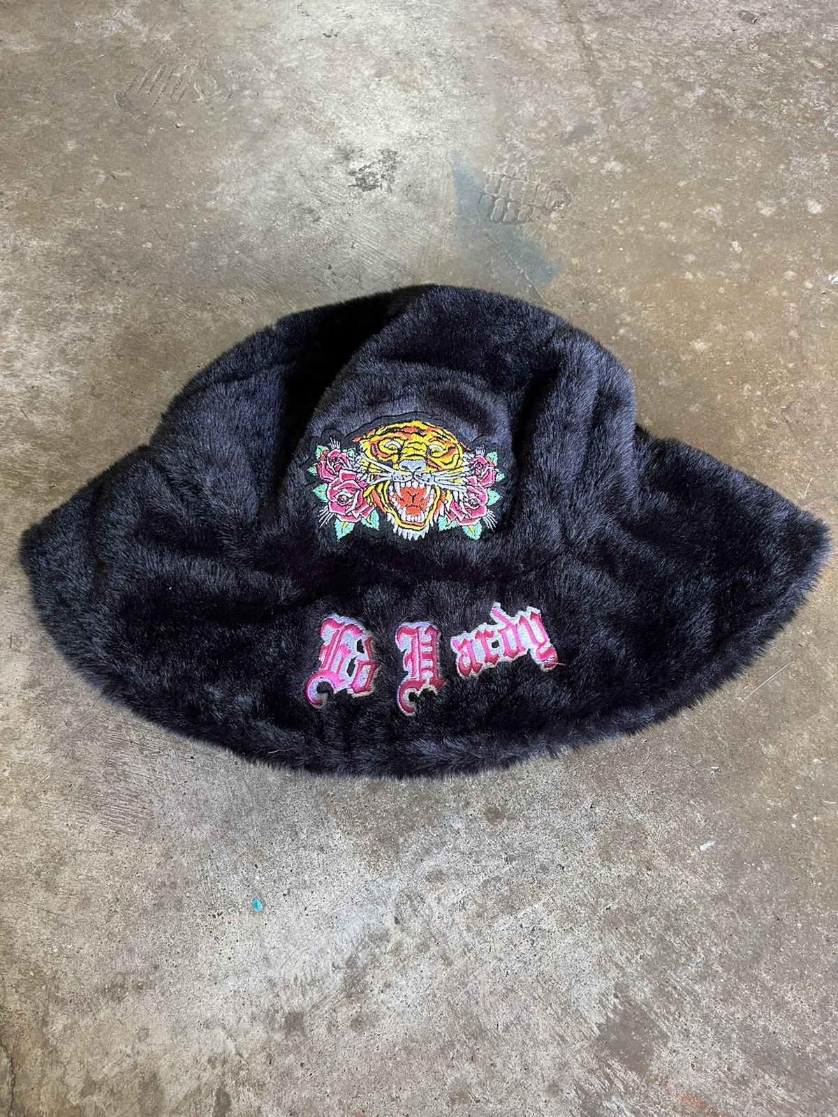 Ed Hardy Y2K Fuzzy Bucket Hat Size ONE SIZE - 1 Thumbnail