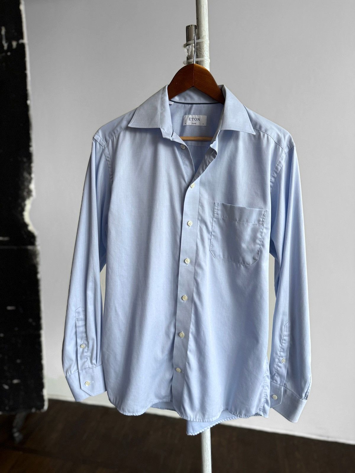 Eton Eton Mens Light Blue Classic Fit Long Sleeve Button Up Shirt Size US M / EU 48-50 / 2 - 4 Thumbnail