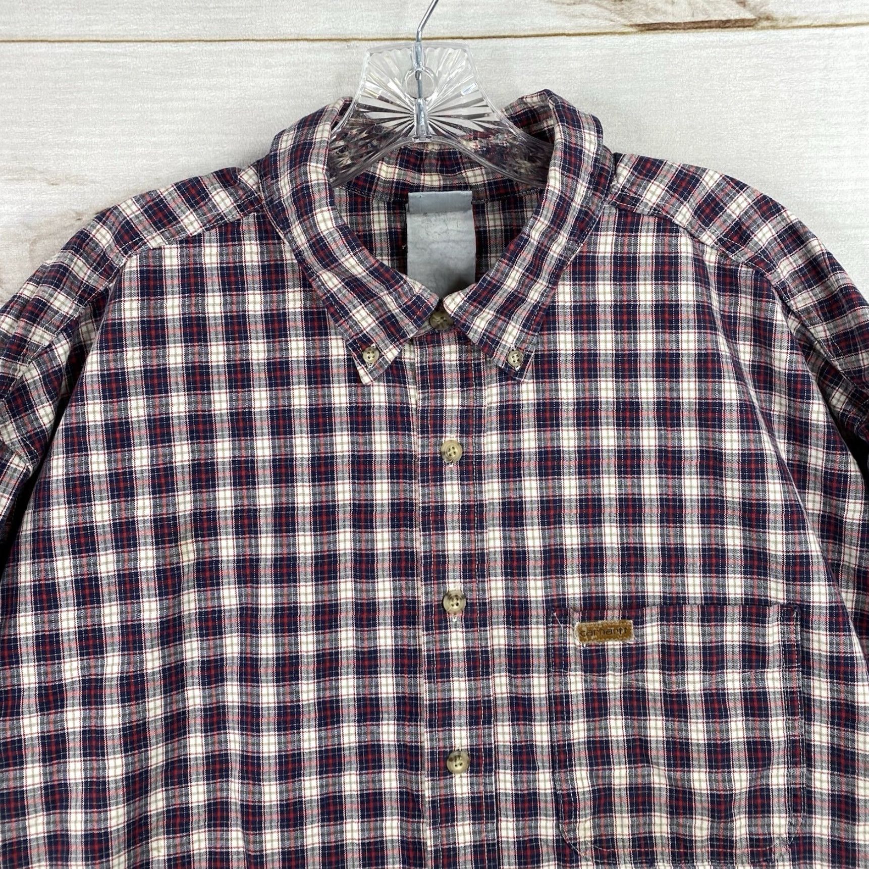 Carhartt VINTAGE Carhartt Shirt 3XL Made in USA Red Plaid Woven Long Sleeve Button Up Mens Size US XXL / EU 58 / 5 - 2 Thumbnail