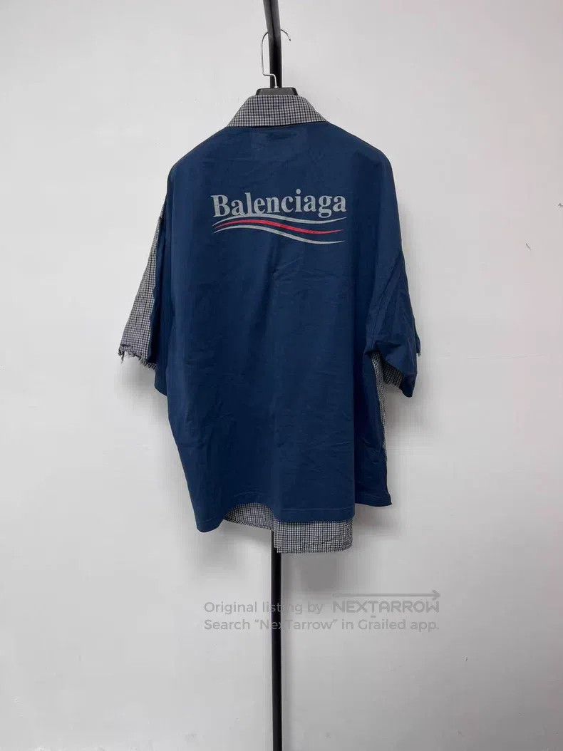 Balenciaga Balenciaga Plaid Cotton Linen Dry Knit Mixed Shirt Size US L / EU 52-54 / 3 - 1 Thumbnail
