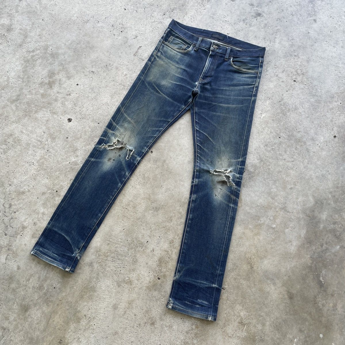 Japanese Brand Vintage Japanese Redline Ripped Jeans Distressed Pants Faded Size US 32 / EU 48 - 2 Thumbnail