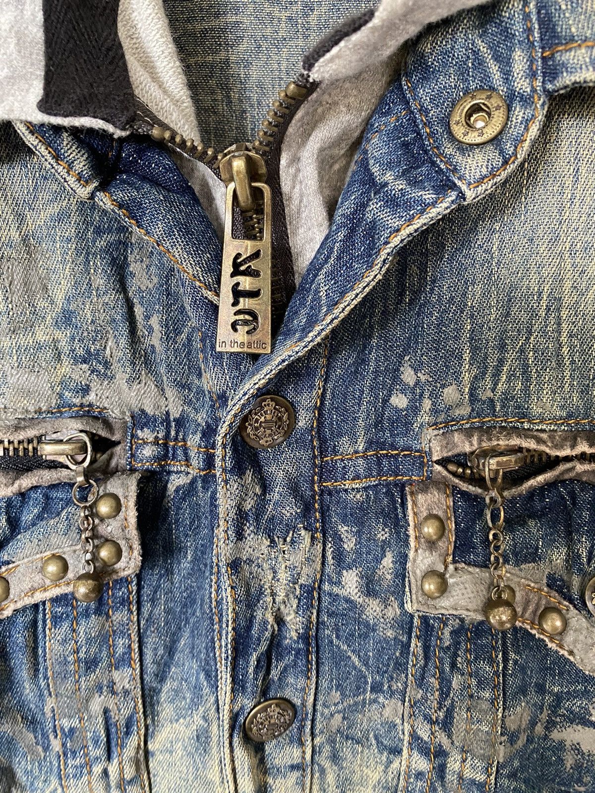 In The Attic Distressed mud wash zipper hoodie Punk button up Size US M / EU 48-50 / 2 - 8 Thumbnail