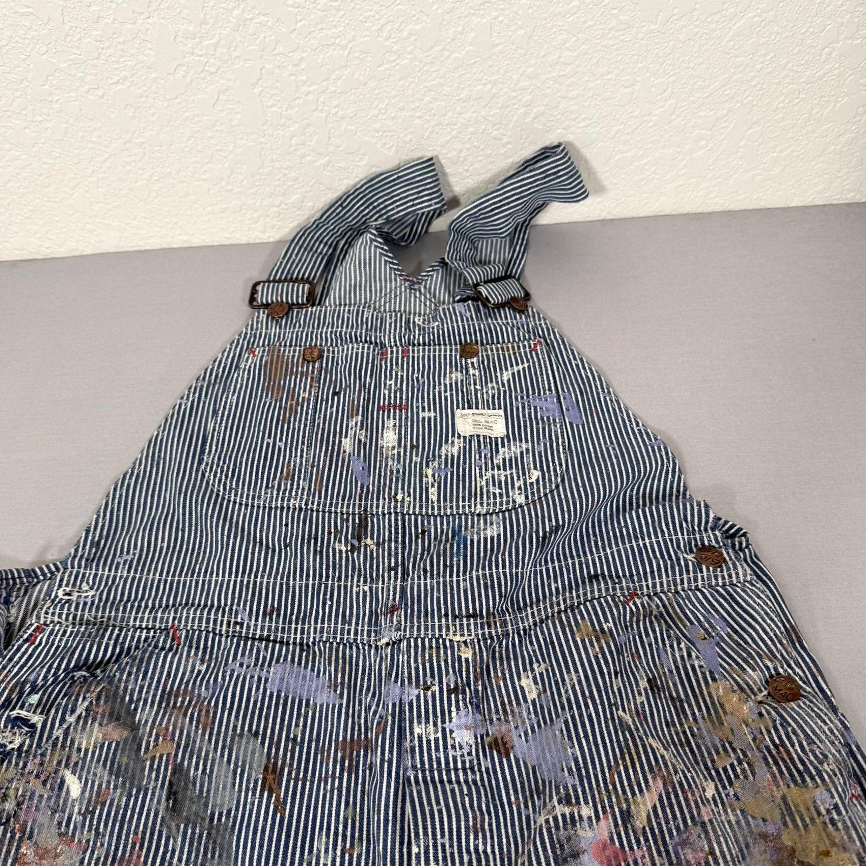 Vintage VINTAGE Big Mac Overalls Mens 34 Blue 34x32 Hickory Stripe Paint Painters 70s USA Size US 34 / EU 50 - 3 Thumbnail
