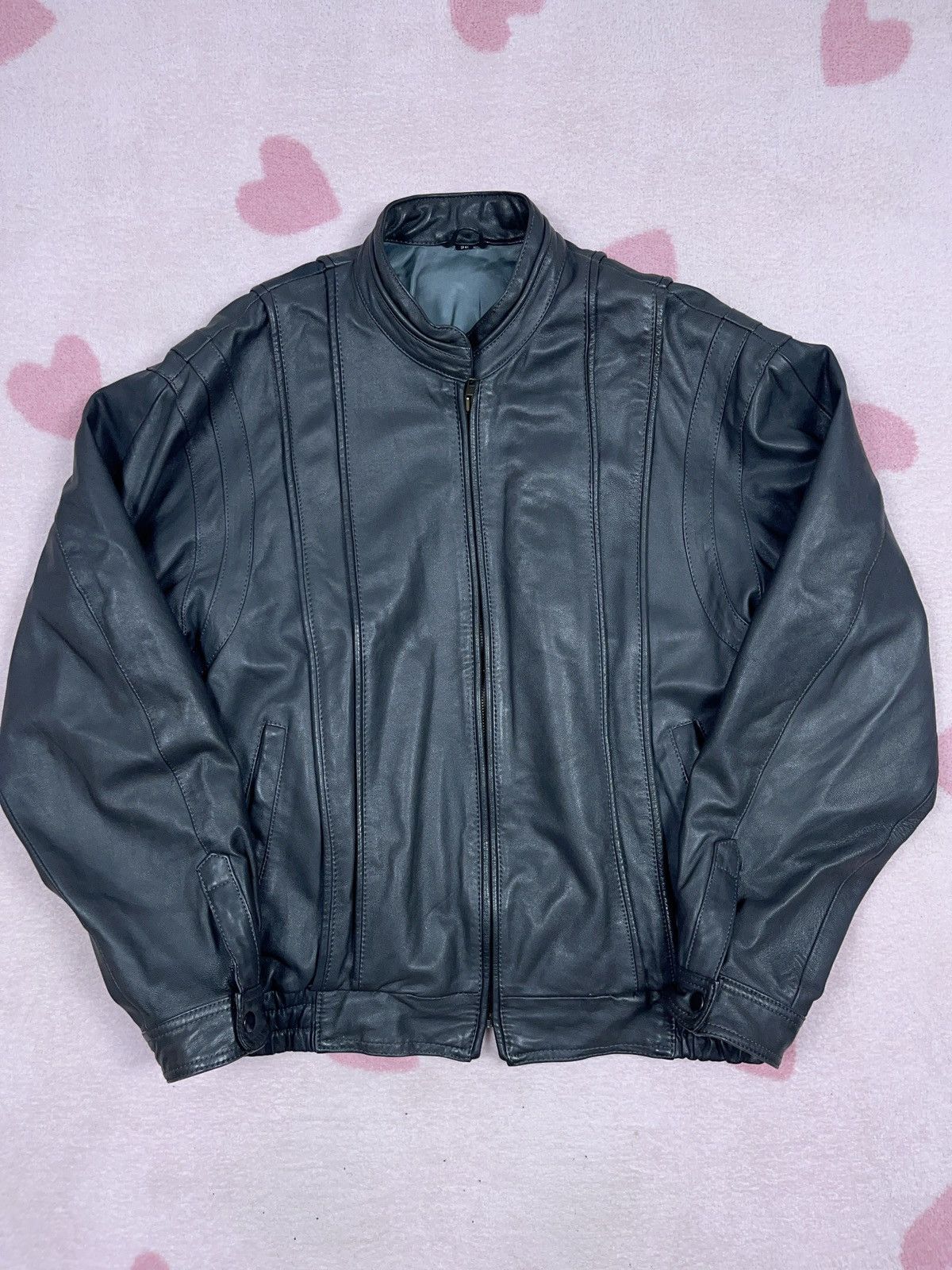 Genuine Leather ➕ vintage gray genuine leather boxy racing moto jacket opium Size US L / EU 52-54 / 3 - 2 Thumbnail