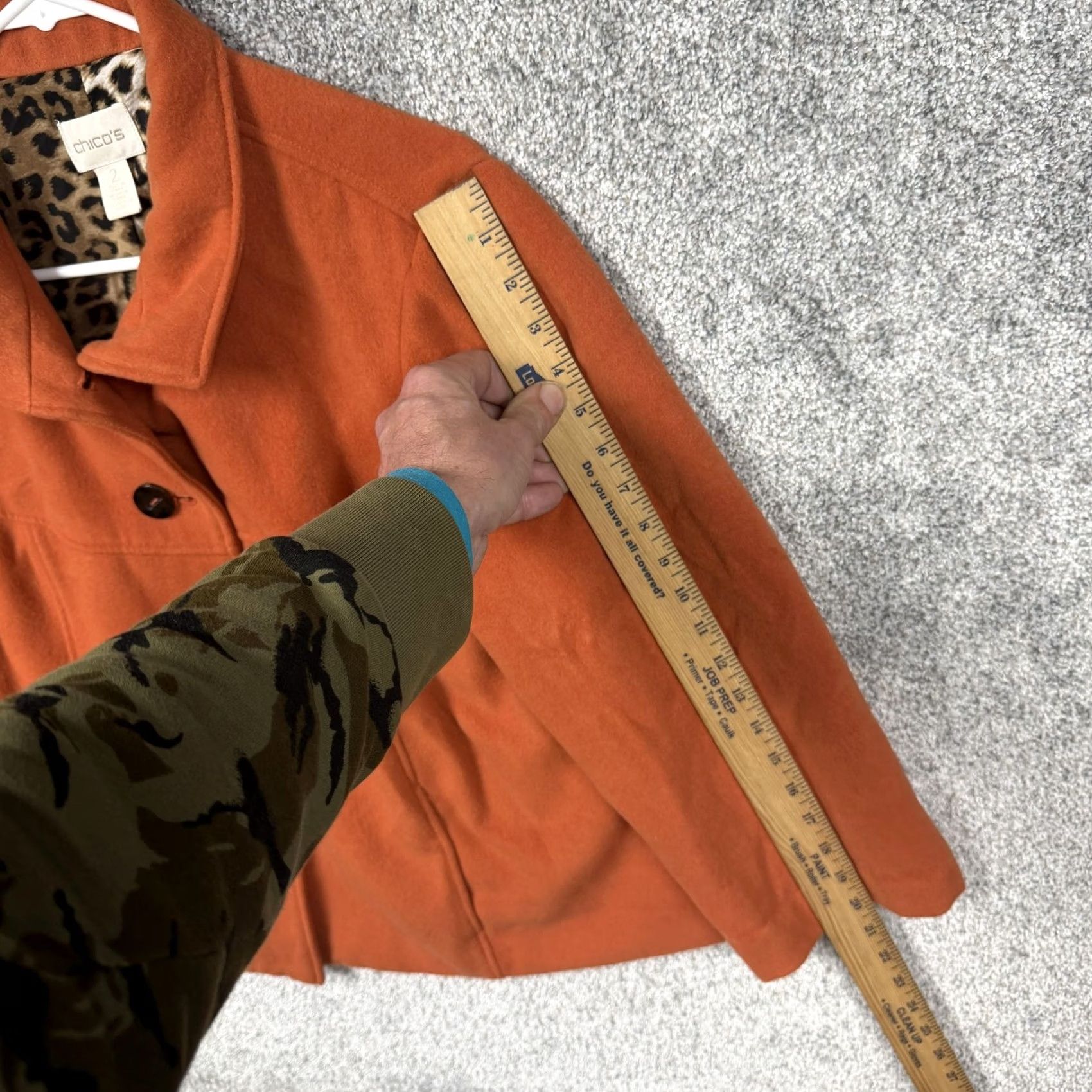 Vintage Chico's Jacket size 2 Orange Leopard Lined 3/4 Sleeve Single-Breasted Button Office Casual Womens Vintage No Size XS / US 0-2 / IT 36-38 - 3 Thumbnail