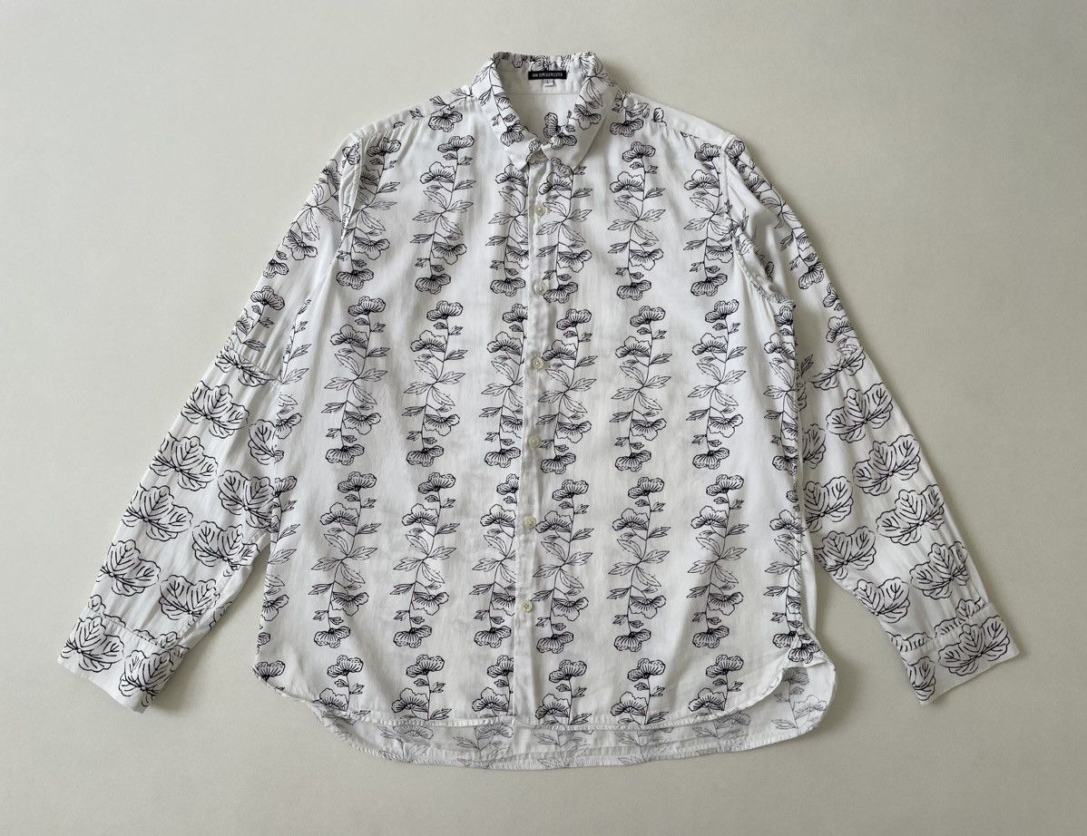 Ann Demeulemeester White Cotton Shirt With Black Flower Print Size US L / EU 52-54 / 3 - 16 Thumbnail