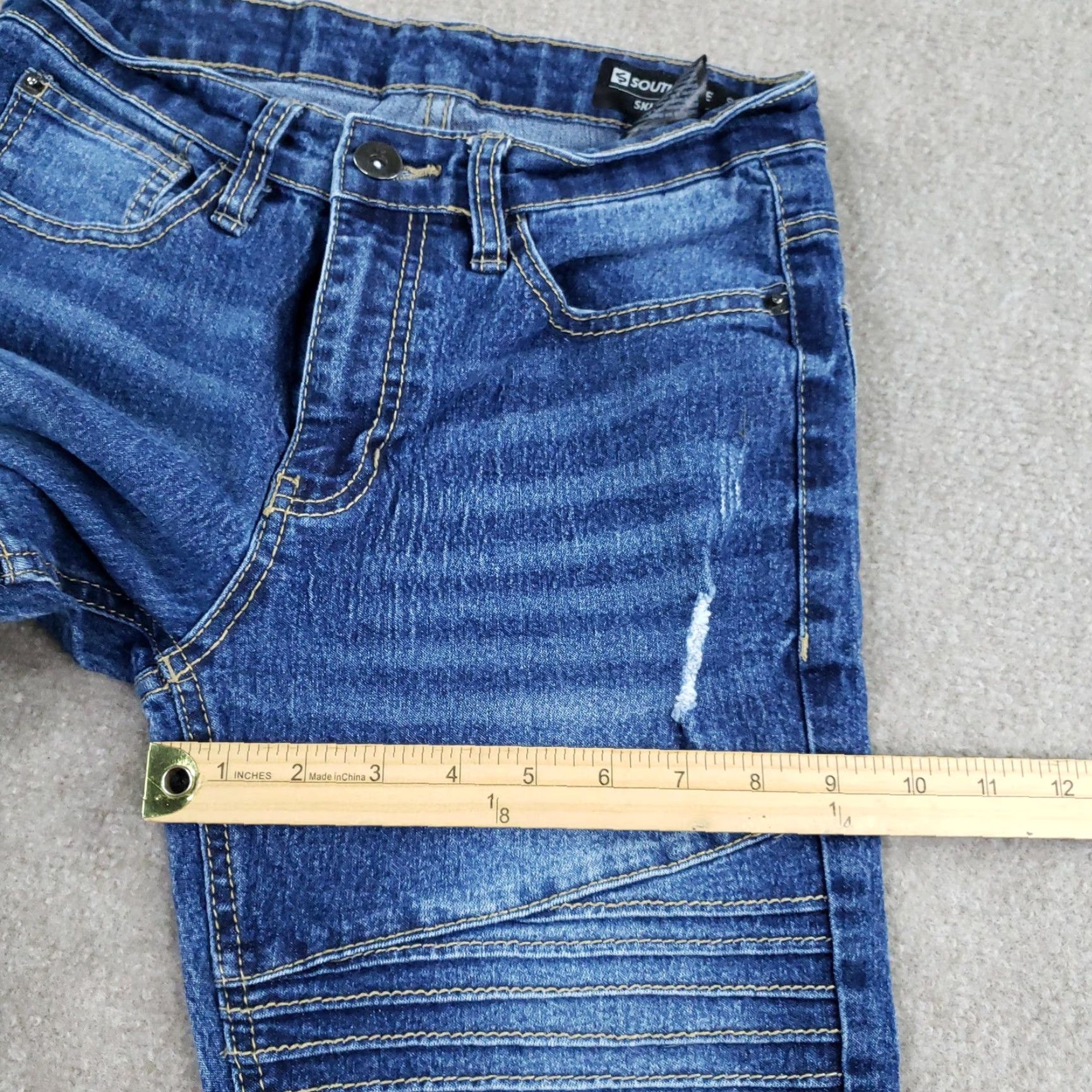 Southpole Southpole Jeans Mens 29x30 Blue Skinny Moto Biker Denim Distressed Jeans Size US 29 - 5 Thumbnail