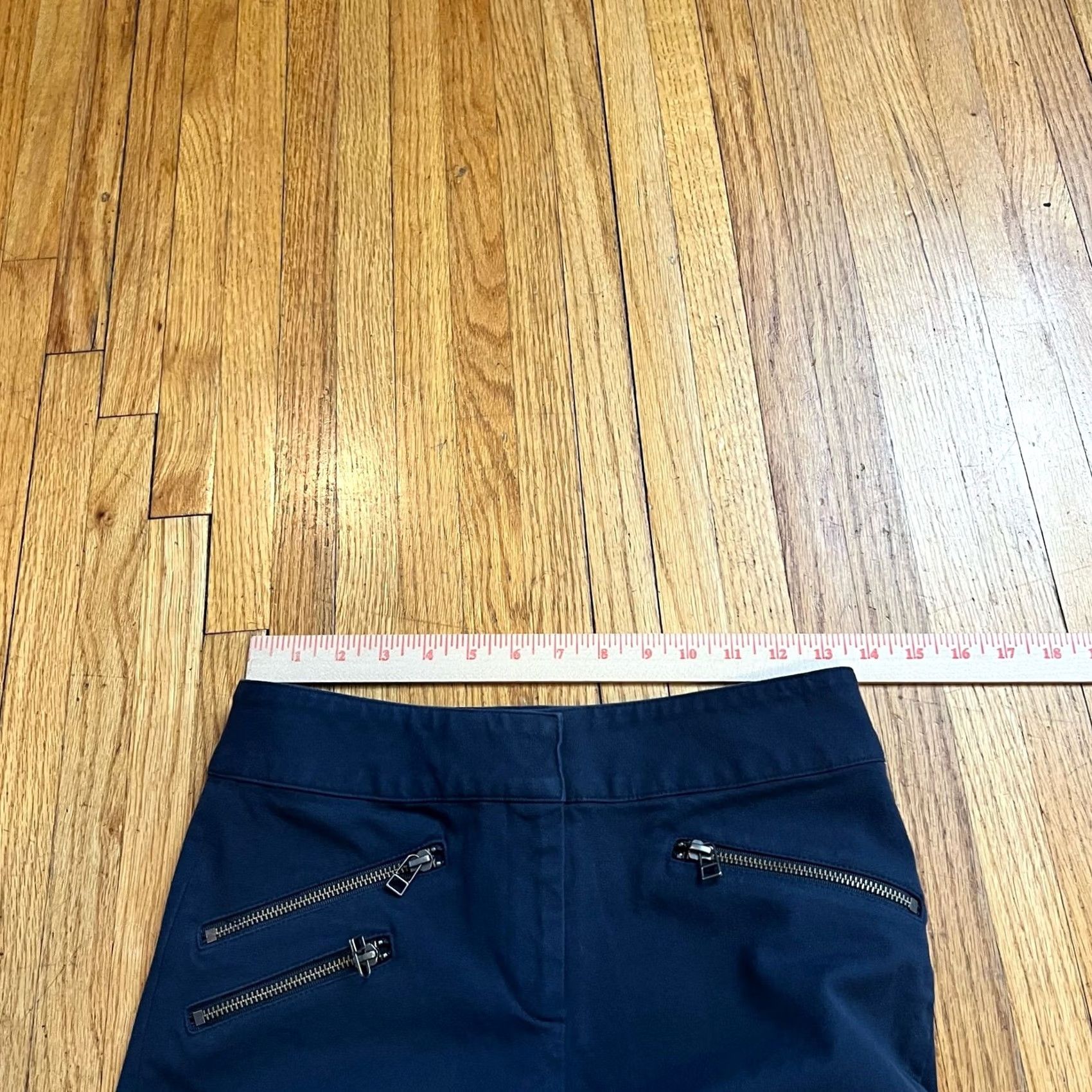 Veronica Beard Veronica Beard Pants Womens 4 Navy Blue Stretch Cotton Moto Slim Zipper Chino Size 4 Womens Size 27" / US 4 / IT 40 - 7 Thumbnail