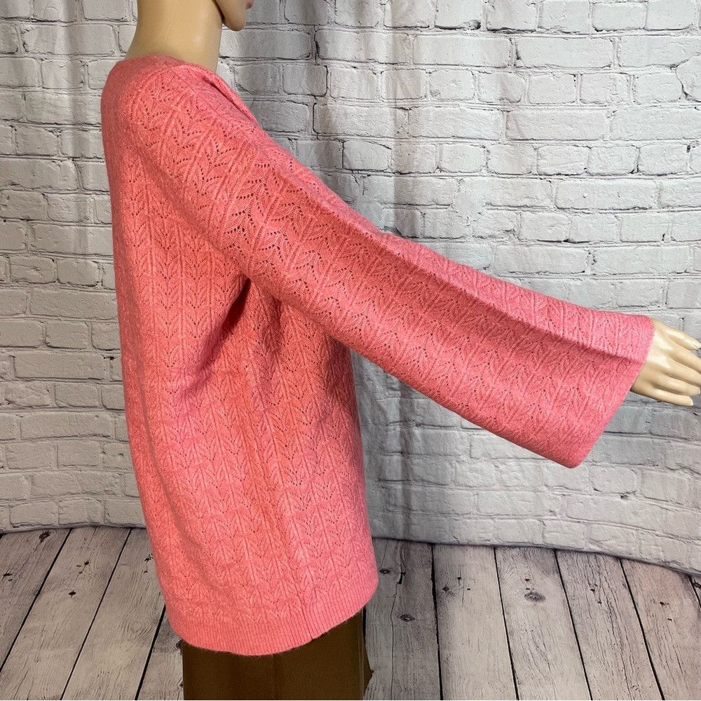 Chicos New Chico's Cable-Knit V-Neck Pink Sweater Size 1 US M Size M / US 6-8 / IT 42-44 - 3 Thumbnail