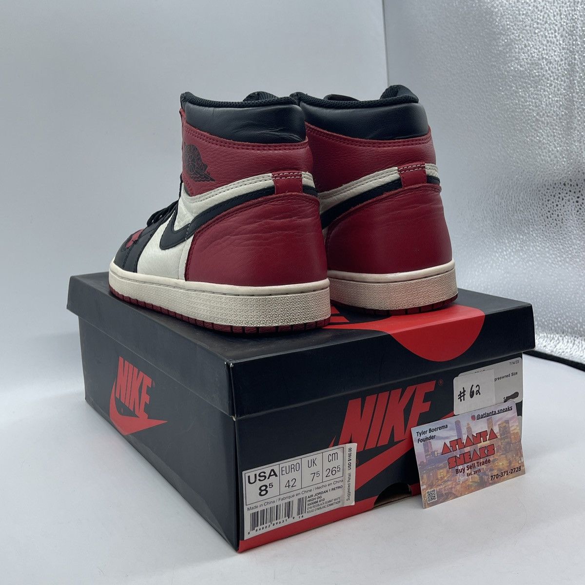 Nike Air Jordan 1 high bred toe Size US 8.5 / EU 41-42 - 4 Thumbnail