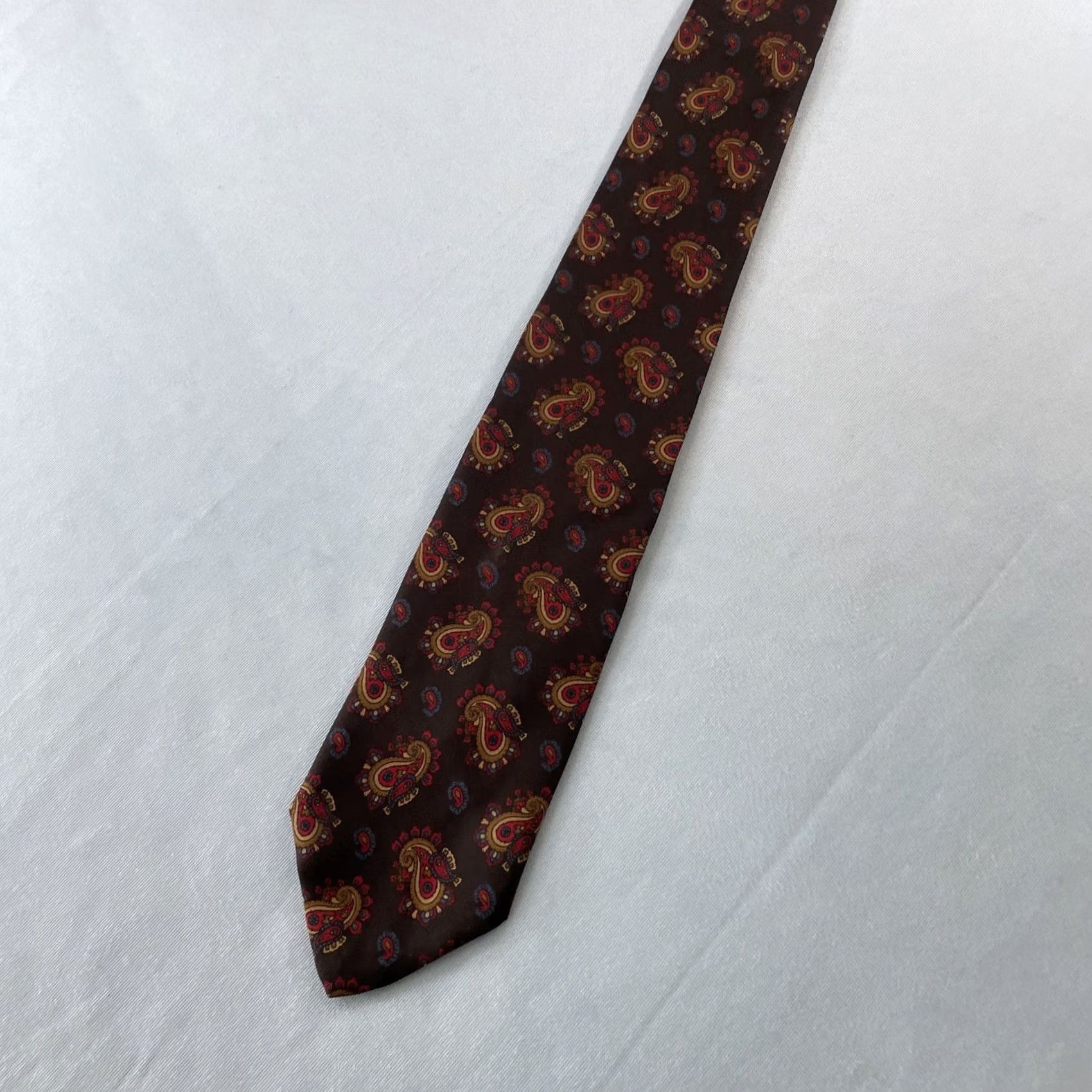 Brooks Brothers VTG Brooks Brothers Makers Silk Tie Deco Teardrop Paisley Black Bronze 1960s USA Mens Neckwear 60" 3.2" Wide Paisley Size ONE SIZE - 3 Thumbnail