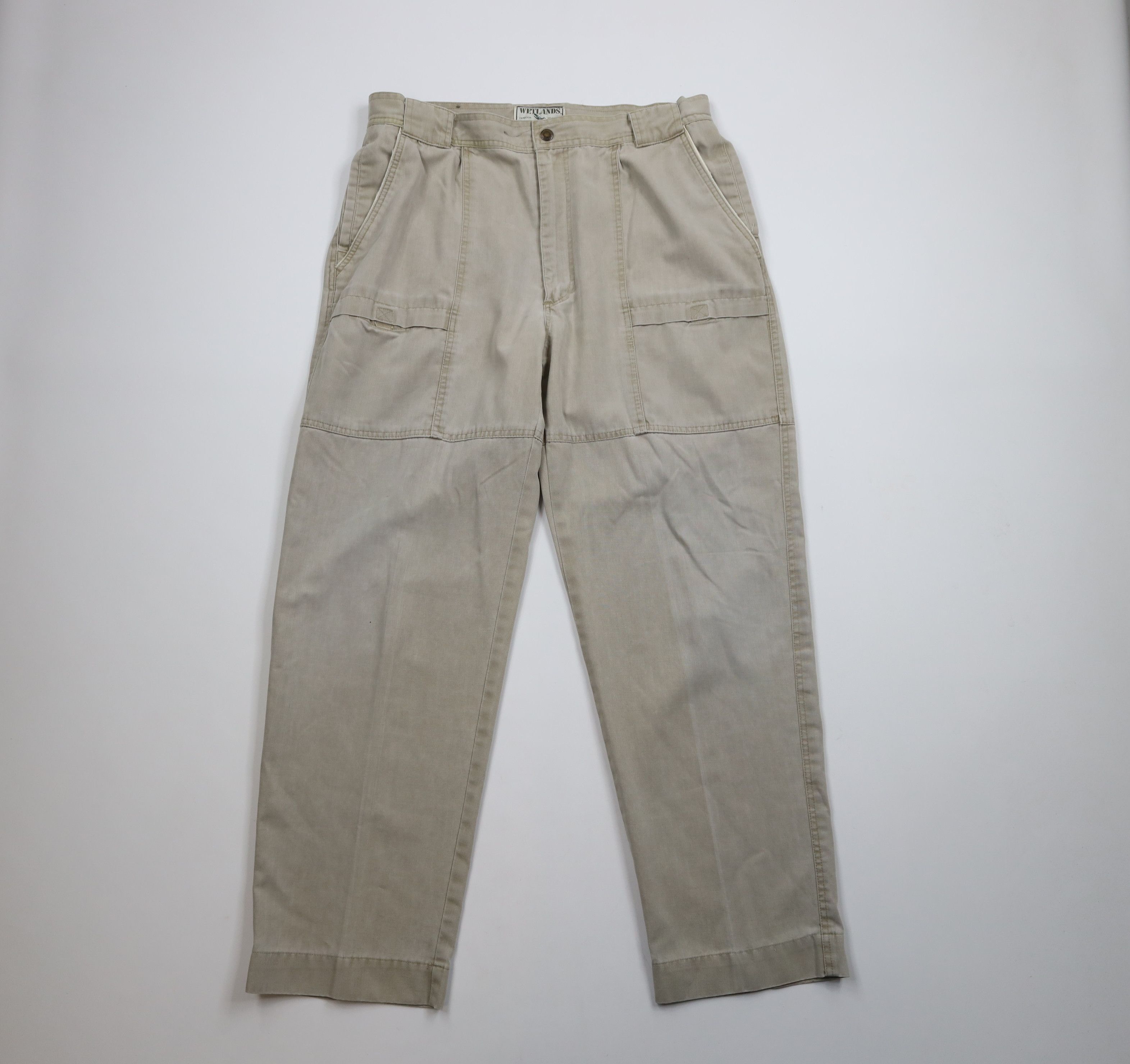 Vintage Vintage 90s Streetwear Wide Leg Front Cargo Pants Beige Size US 36 / EU 52 - 1 Thumbnail