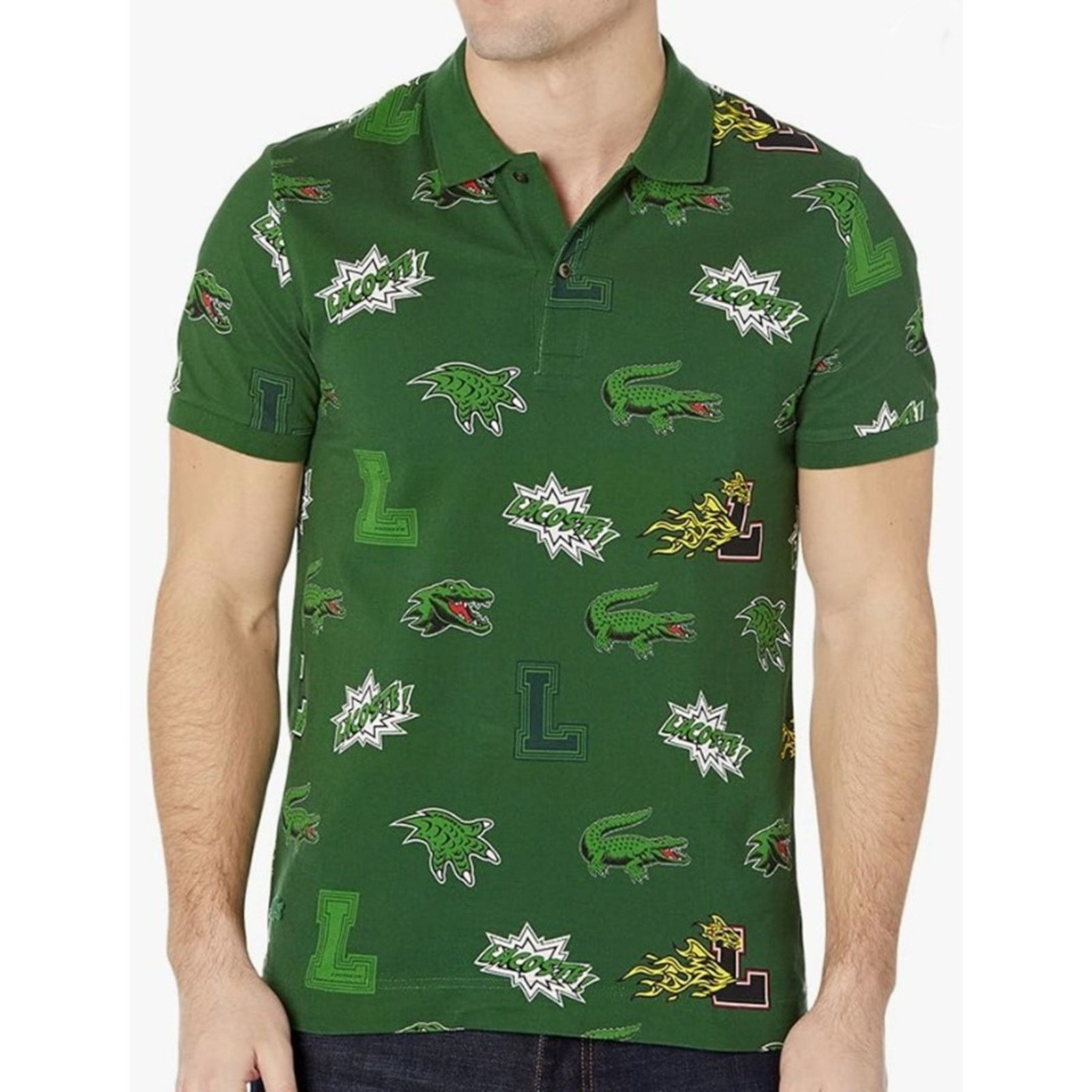 Lacoste Icon Heroes Short Sleeve Polo with All OverPrint 4XL