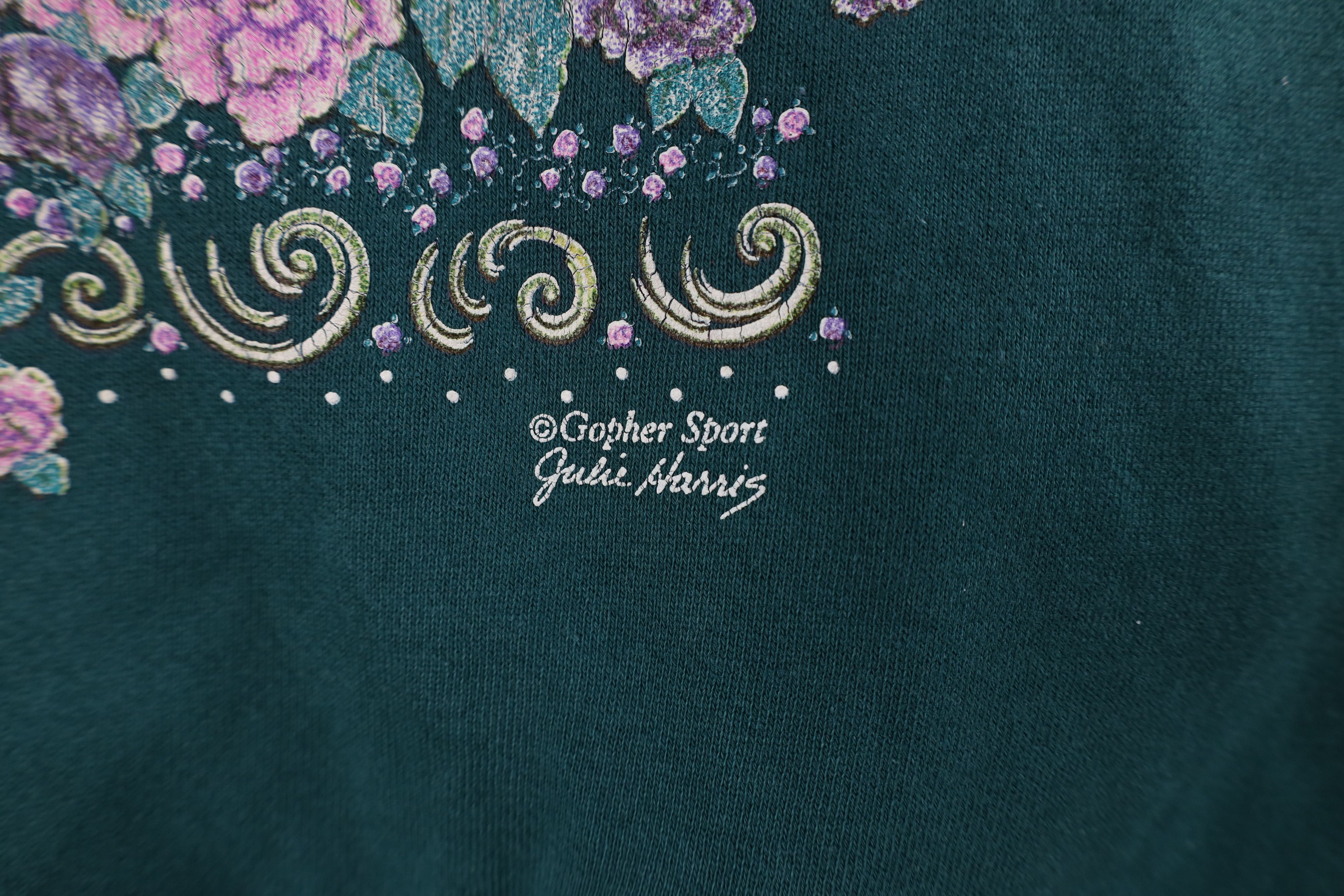 Vintage Vintage 90s Streetwear Peacock Flower Collared Sweatshirt Size L / US 10 / IT 46 - 5 Thumbnail