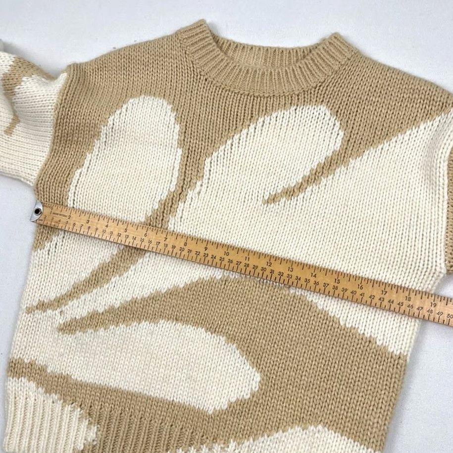 Anthropologie VINTAGE Mon Renn Farren Intarsia Sweater Womens XS UK 6 Brown White Wool Blend Knit Crew Size XS / US 0-2 / IT 36-38 - 5 Thumbnail